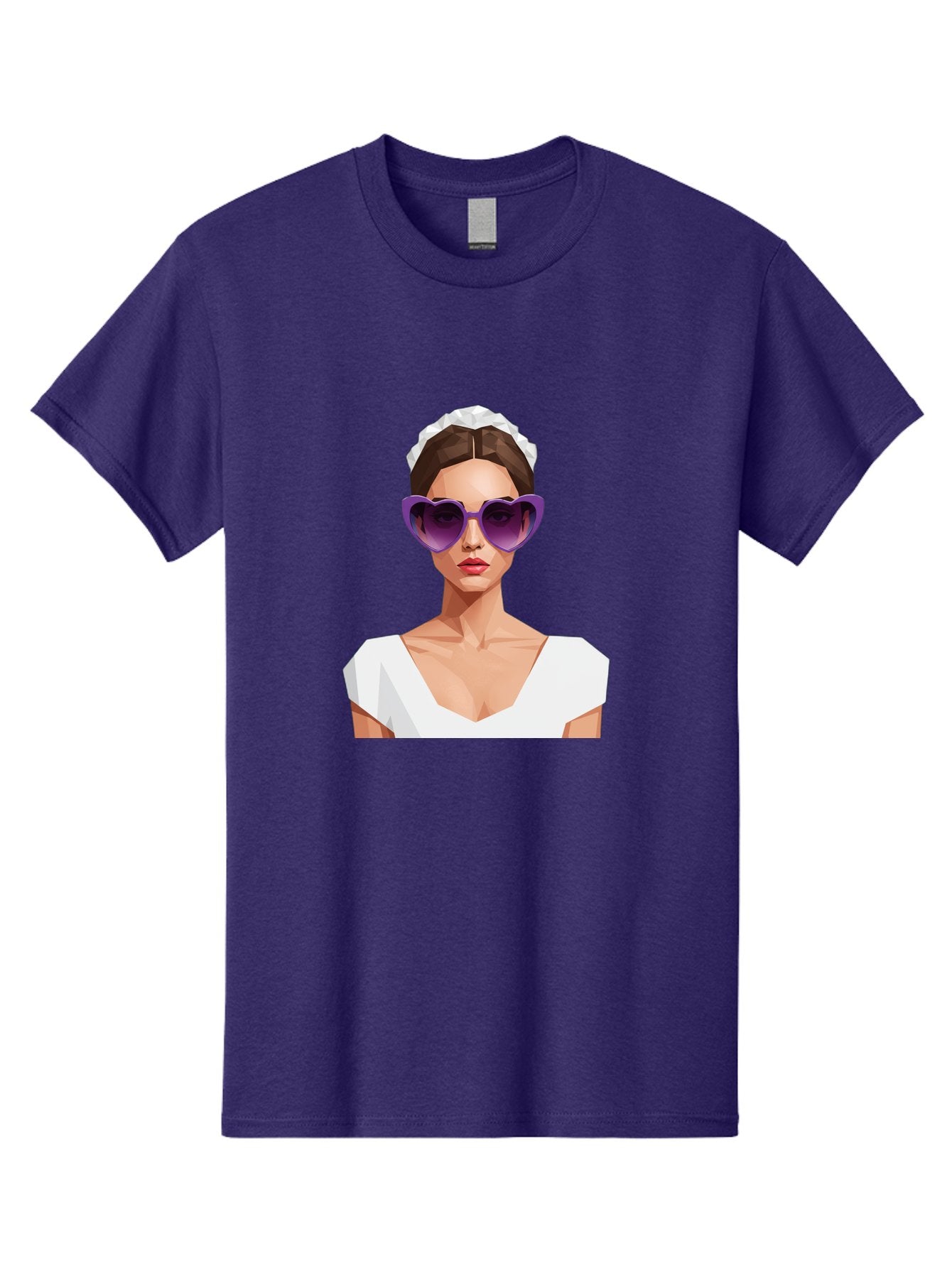 Woman-In-Sunglasses Men'S Graphic Tee, 100% Cotton, Comfortable Casual Summer Wear, Machine Washable, Fashionable Woman, Stylish Sunglasses, Elegant White Dress, Sophisticated Look, Trendy Accessories, Modern Fashion, Purple Shades, Bab592 15