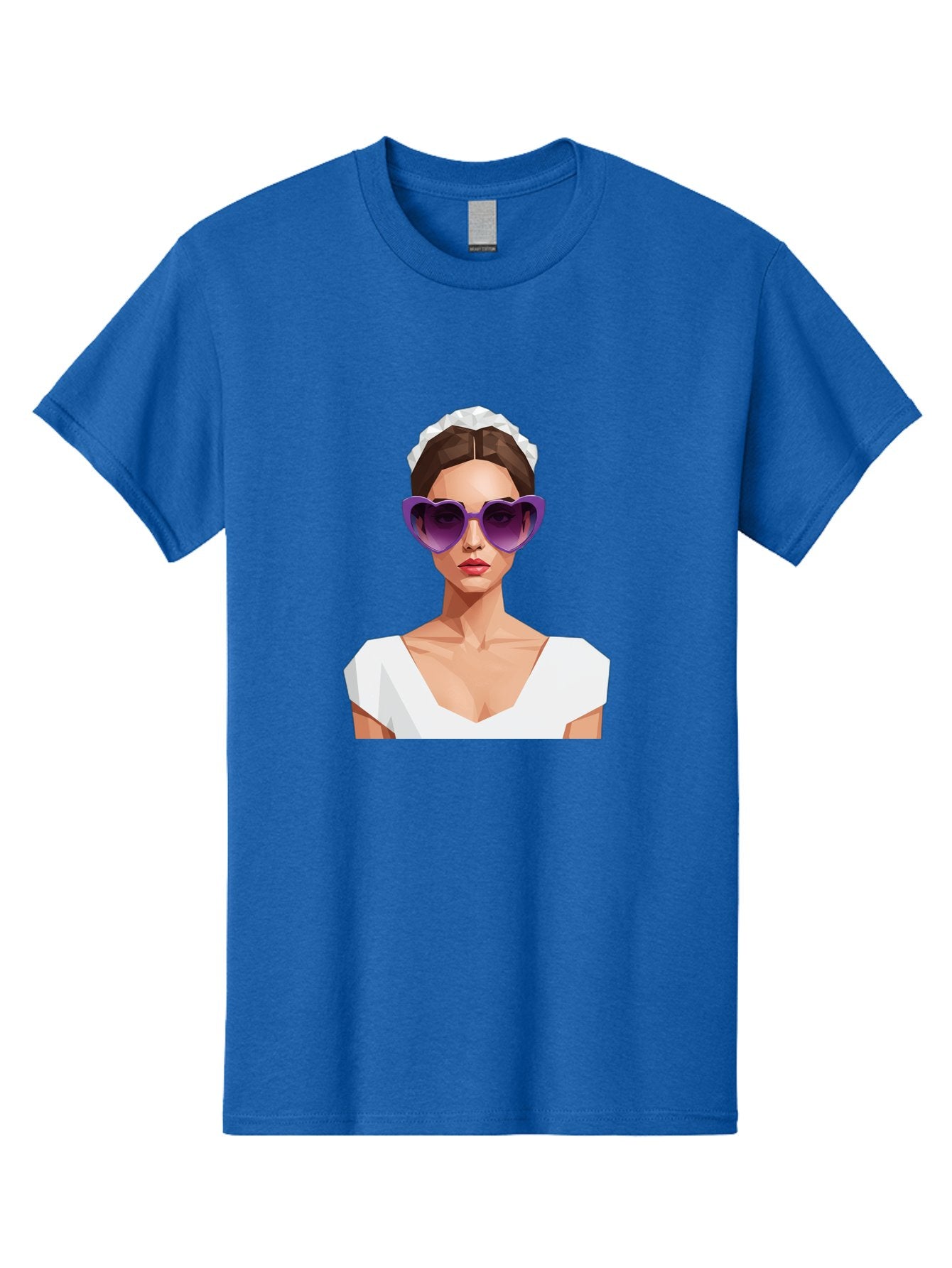 Woman-In-Sunglasses Men'S Graphic Tee, 100% Cotton, Comfortable Casual Summer Wear, Machine Washable, Fashionable Woman, Stylish Sunglasses, Elegant White Dress, Sophisticated Look, Trendy Accessories, Modern Fashion, Purple Shades, Bab592 3
