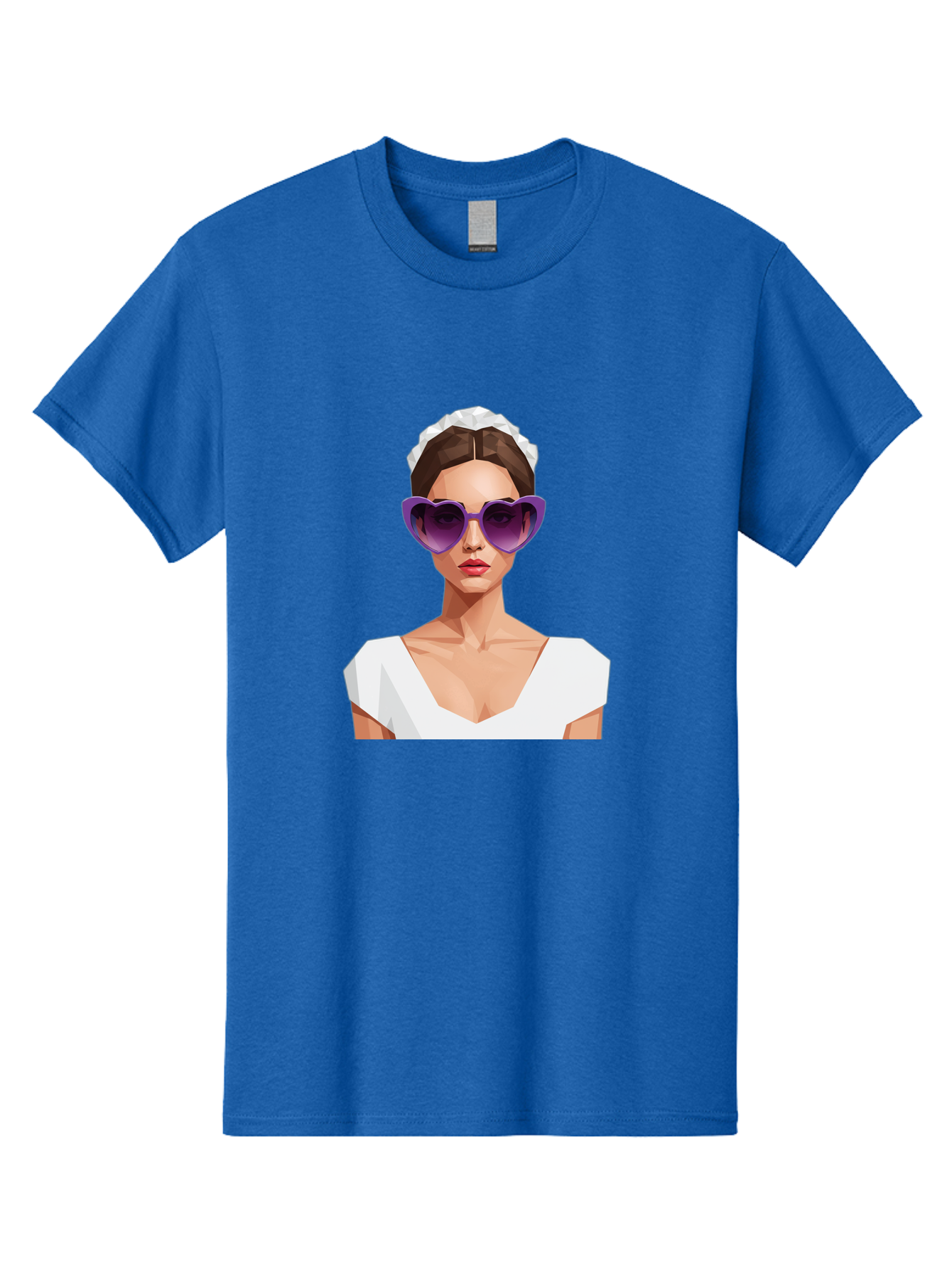 Woman-In-Sunglasses Men'S Graphic Tee, 100% Cotton, Comfortable Casual Summer Wear, Machine Washable, Fashionable Woman, Stylish Sunglasses, Elegant White Dress, Sophisticated Look, Trendy Accessories, Modern Fashion, Purple Shades, Bab592 9