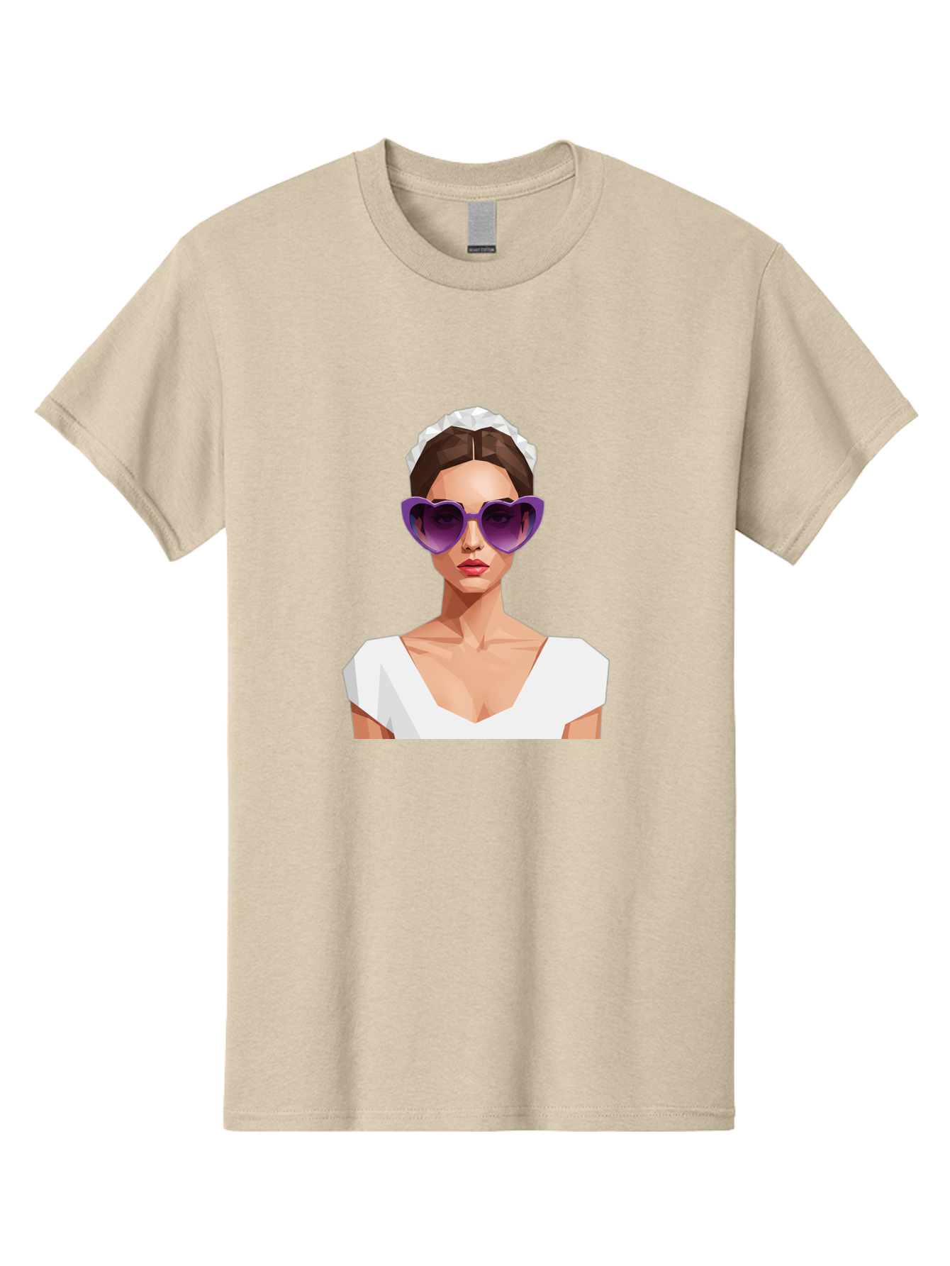 Woman-In-Sunglasses Men'S Graphic Tee, 100% Cotton, Comfortable Casual Summer Wear, Machine Washable, Fashionable Woman, Stylish Sunglasses, Elegant White Dress, Sophisticated Look, Trendy Accessories, Modern Fashion, Purple Shades, Bab592 6