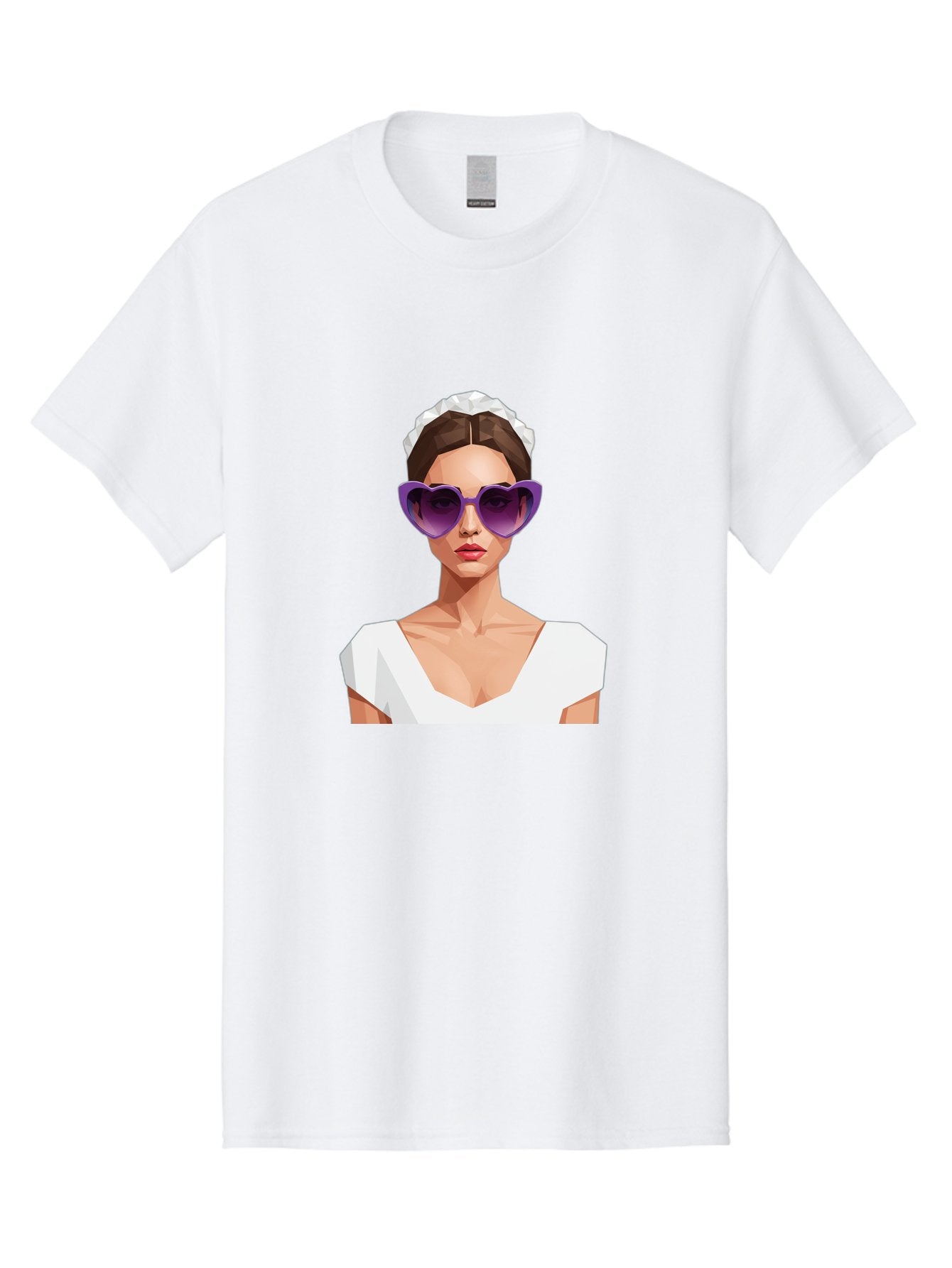 Woman-In-Sunglasses Men'S Graphic Tee, 100% Cotton, Comfortable Casual Summer Wear, Machine Washable, Fashionable Woman, Stylish Sunglasses, Elegant White Dress, Sophisticated Look, Trendy Accessories, Modern Fashion, Purple Shades, Bab592 4