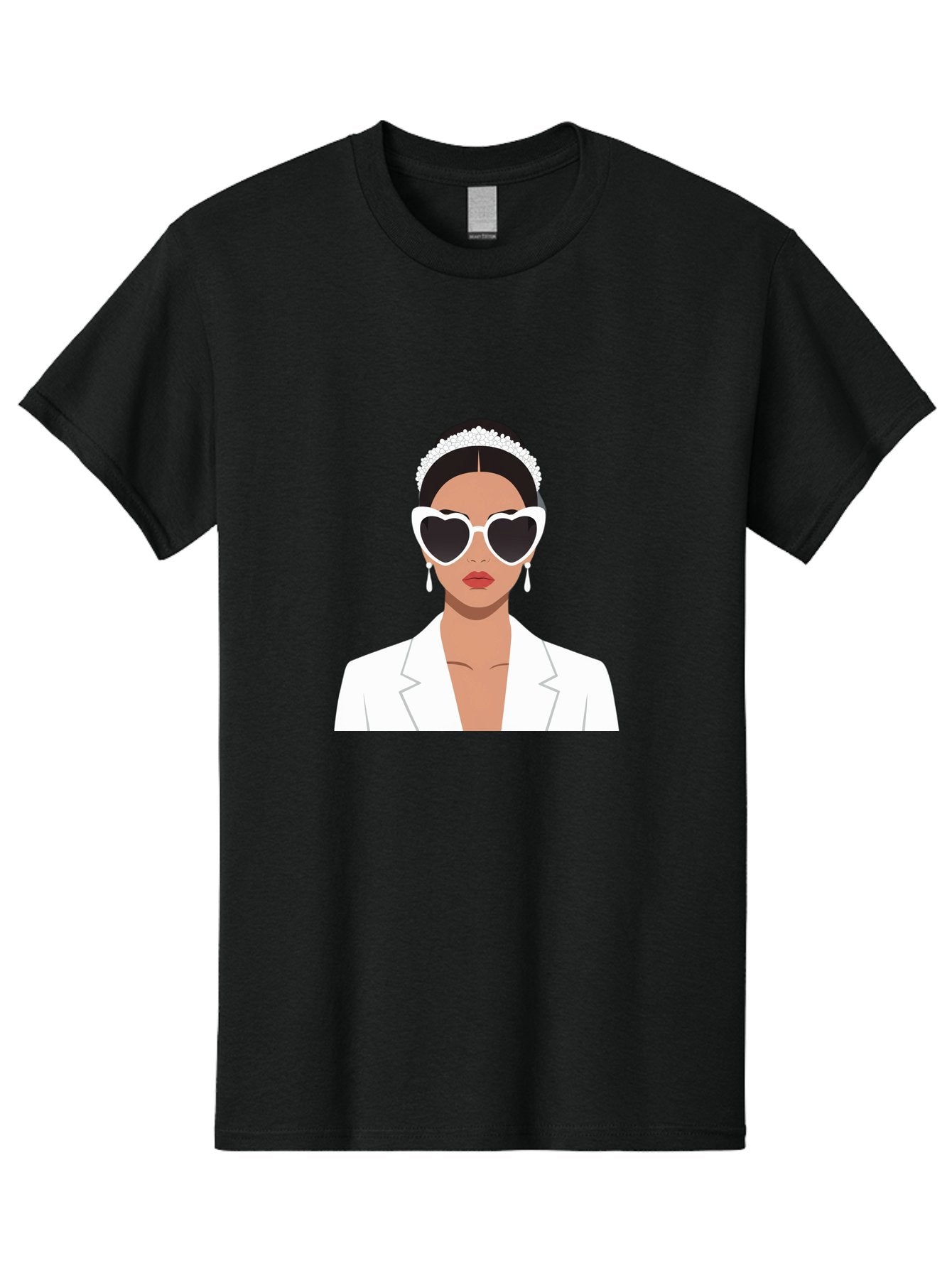 Woman-In-White Men'S Graphic Tee, 100% Cotton, Comfortable Casual Summer Wear, Machine Washable, Fashionable Woman, Heart-Shaped Sunglasses, White Blazer, Elegant Jewelry, Stylish Accessory, Trendy Outfit, Glamorous, Sophisticated Style, Bab593 11