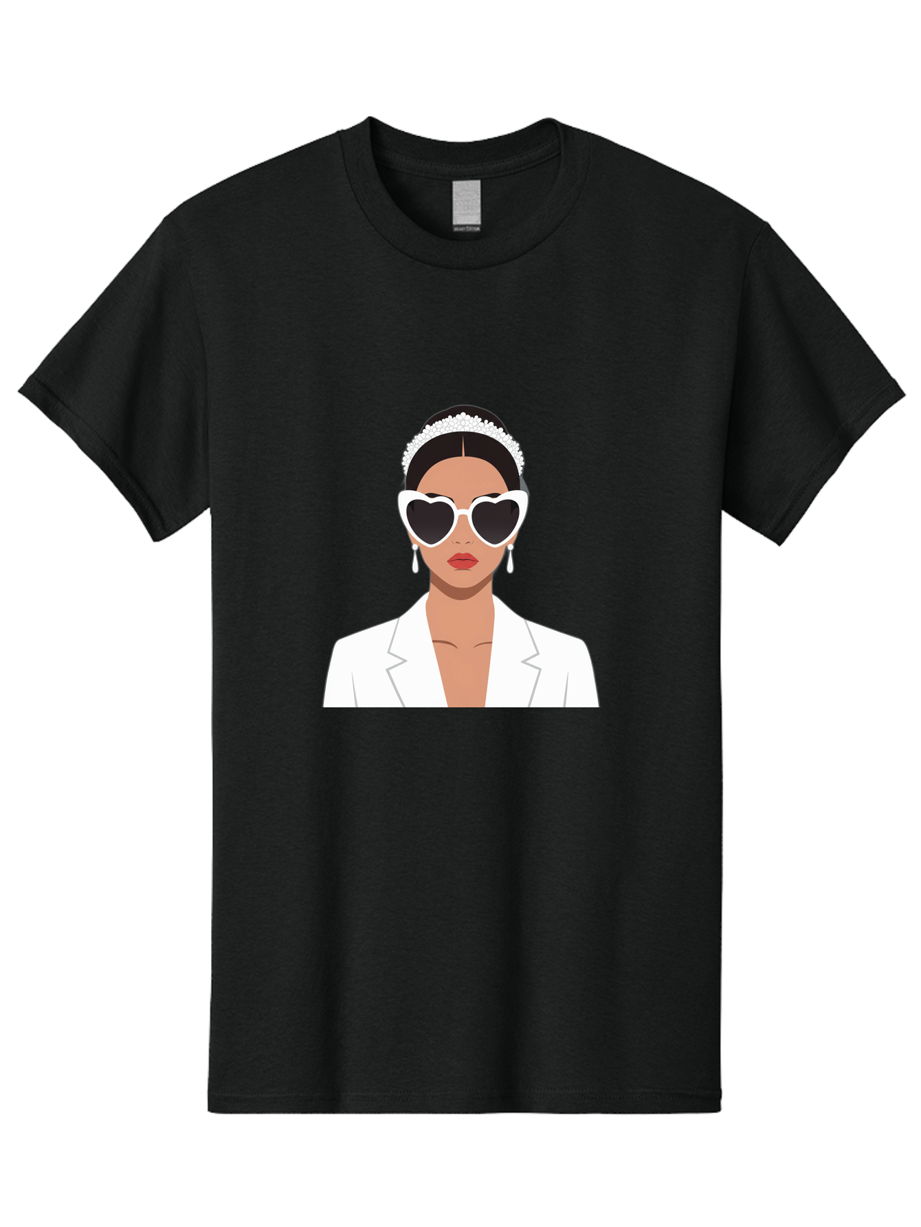Woman-In-White Men'S Graphic Tee, 100% Cotton, Comfortable Casual Summer Wear, Machine Washable, Fashionable Woman, Heart-Shaped Sunglasses, White Blazer, Elegant Jewelry, Stylish Accessory, Trendy Outfit, Glamorous, Sophisticated Style, Bab593 4