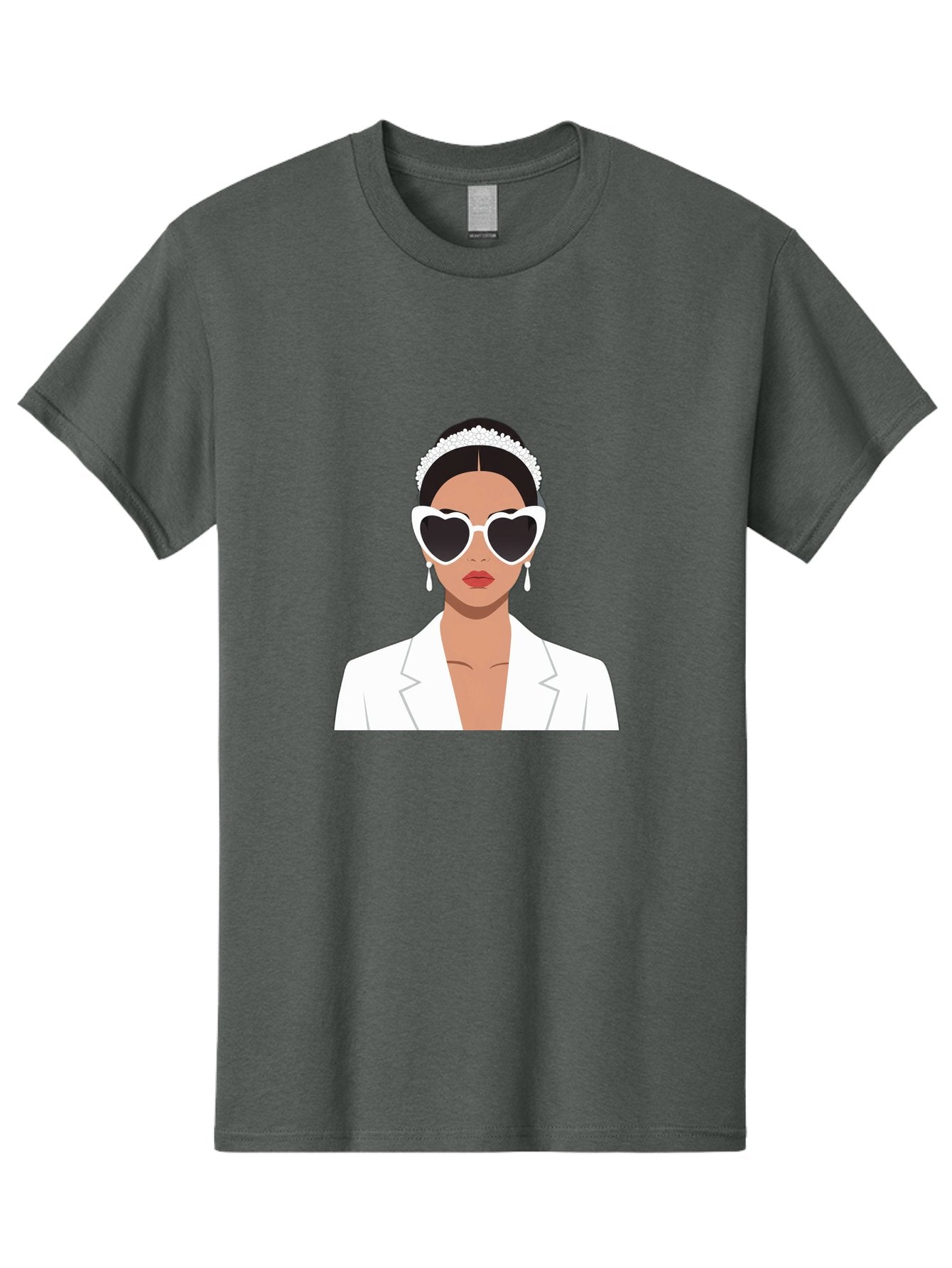 Woman-In-White Men'S Graphic Tee, 100% Cotton, Comfortable Casual Summer Wear, Machine Washable, Fashionable Woman, Heart-Shaped Sunglasses, White Blazer, Elegant Jewelry, Stylish Accessory, Trendy Outfit, Glamorous, Sophisticated Style, Bab593 7
