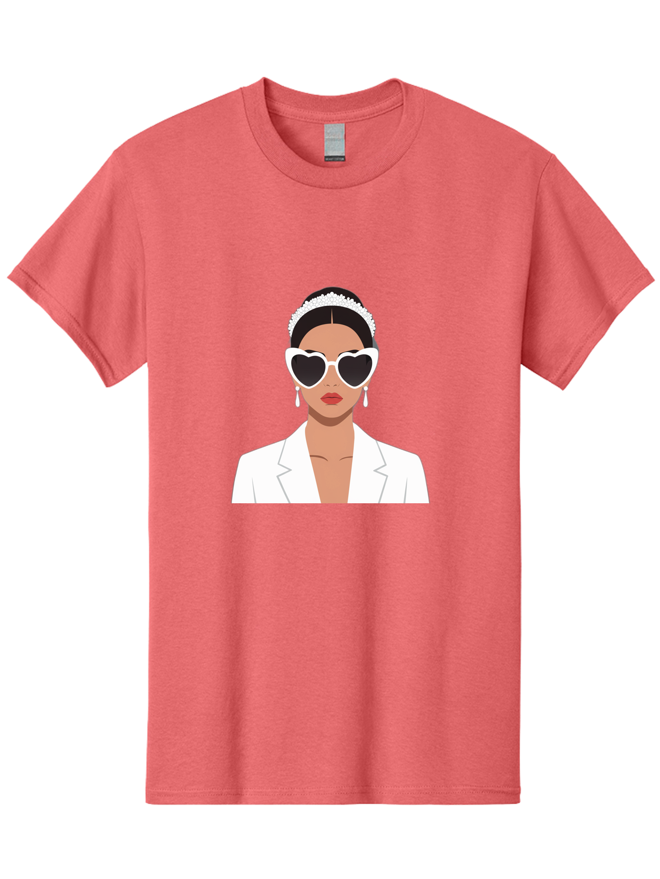 Woman-In-White Men'S Graphic Tee, 100% Cotton, Comfortable Casual Summer Wear, Machine Washable, Fashionable Woman, Heart-Shaped Sunglasses, White Blazer, Elegant Jewelry, Stylish Accessory, Trendy Outfit, Glamorous, Sophisticated Style, Bab593 3