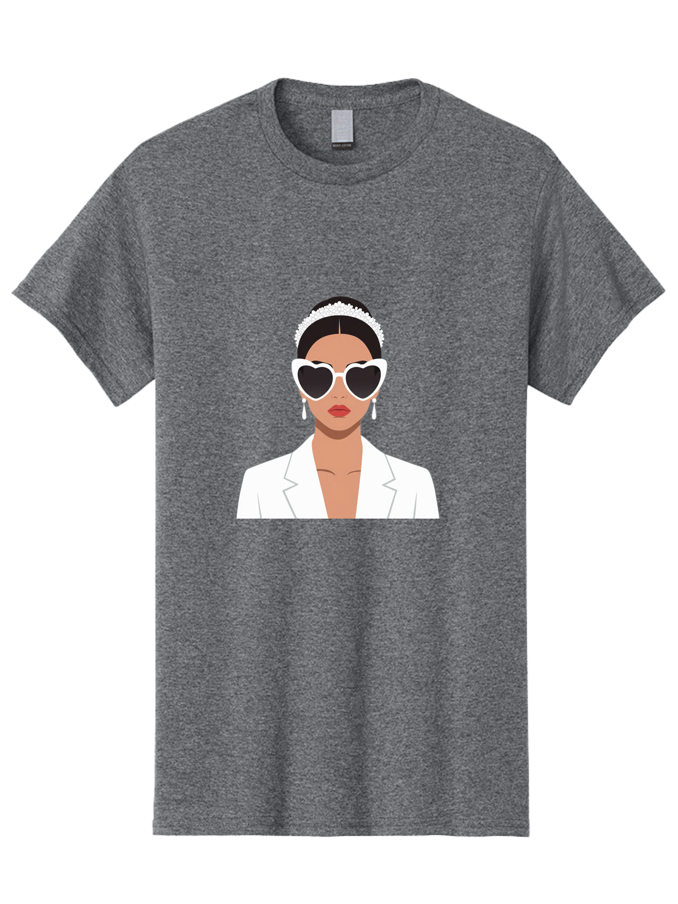Woman-In-White Men'S Graphic Tee, 100% Cotton, Comfortable Casual Summer Wear, Machine Washable, Fashionable Woman, Heart-Shaped Sunglasses, White Blazer, Elegant Jewelry, Stylish Accessory, Trendy Outfit, Glamorous, Sophisticated Style, Bab593 9