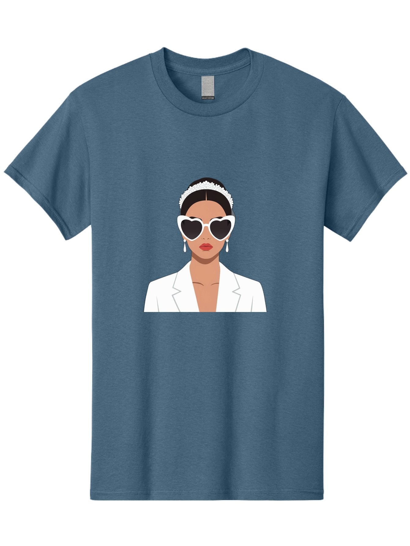 Woman-In-White Men'S Graphic Tee, 100% Cotton, Comfortable Casual Summer Wear, Machine Washable, Fashionable Woman, Heart-Shaped Sunglasses, White Blazer, Elegant Jewelry, Stylish Accessory, Trendy Outfit, Glamorous, Sophisticated Style, Bab593 9