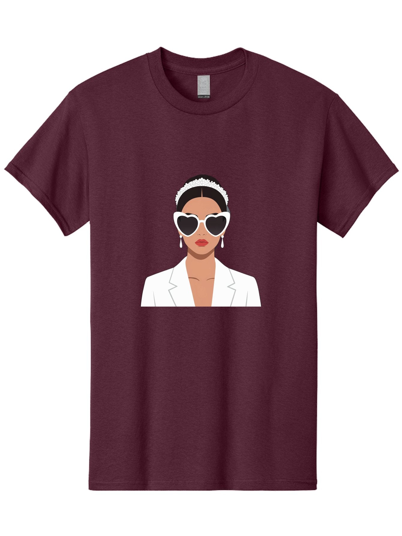 Woman-In-White Men'S Graphic Tee, 100% Cotton, Comfortable Casual Summer Wear, Machine Washable, Fashionable Woman, Heart-Shaped Sunglasses, White Blazer, Elegant Jewelry, Stylish Accessory, Trendy Outfit, Glamorous, Sophisticated Style, Bab593 5