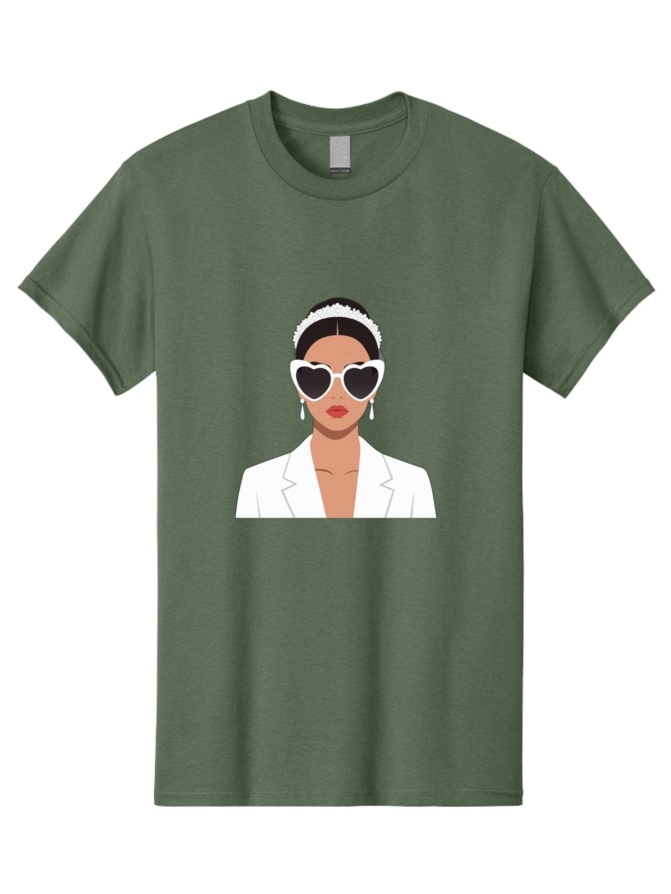 Woman-In-White Men'S Graphic Tee, 100% Cotton, Comfortable Casual Summer Wear, Machine Washable, Fashionable Woman, Heart-Shaped Sunglasses, White Blazer, Elegant Jewelry, Stylish Accessory, Trendy Outfit, Glamorous, Sophisticated Style, Bab593 6