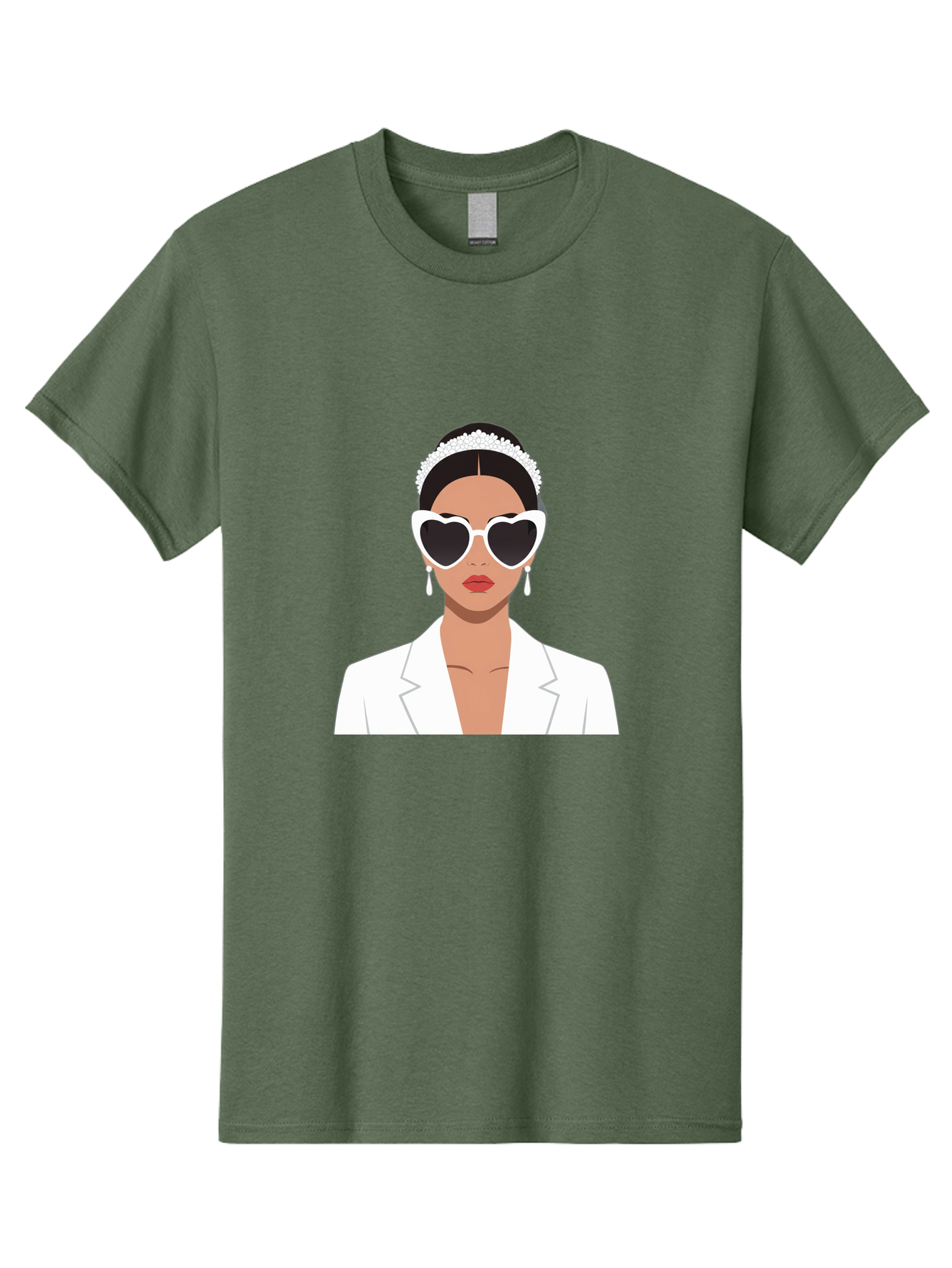 Woman-In-White Men'S Graphic Tee, 100% Cotton, Comfortable Casual Summer Wear, Machine Washable, Fashionable Woman, Heart-Shaped Sunglasses, White Blazer, Elegant Jewelry, Stylish Accessory, Trendy Outfit, Glamorous, Sophisticated Style, Bab593 7