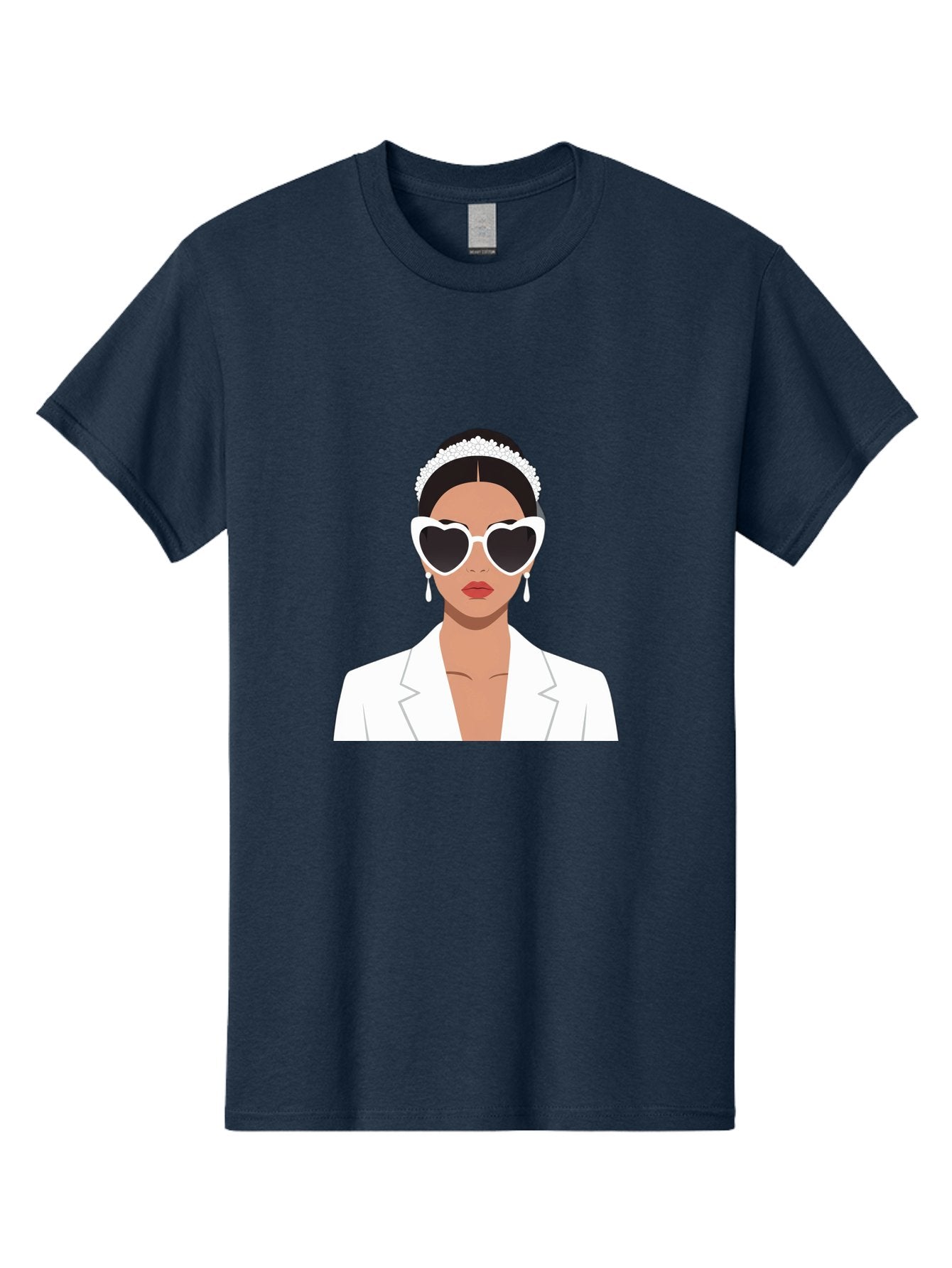 Woman-In-White Men'S Graphic Tee, 100% Cotton, Comfortable Casual Summer Wear, Machine Washable, Fashionable Woman, Heart-Shaped Sunglasses, White Blazer, Elegant Jewelry, Stylish Accessory, Trendy Outfit, Glamorous, Sophisticated Style, Bab593 8