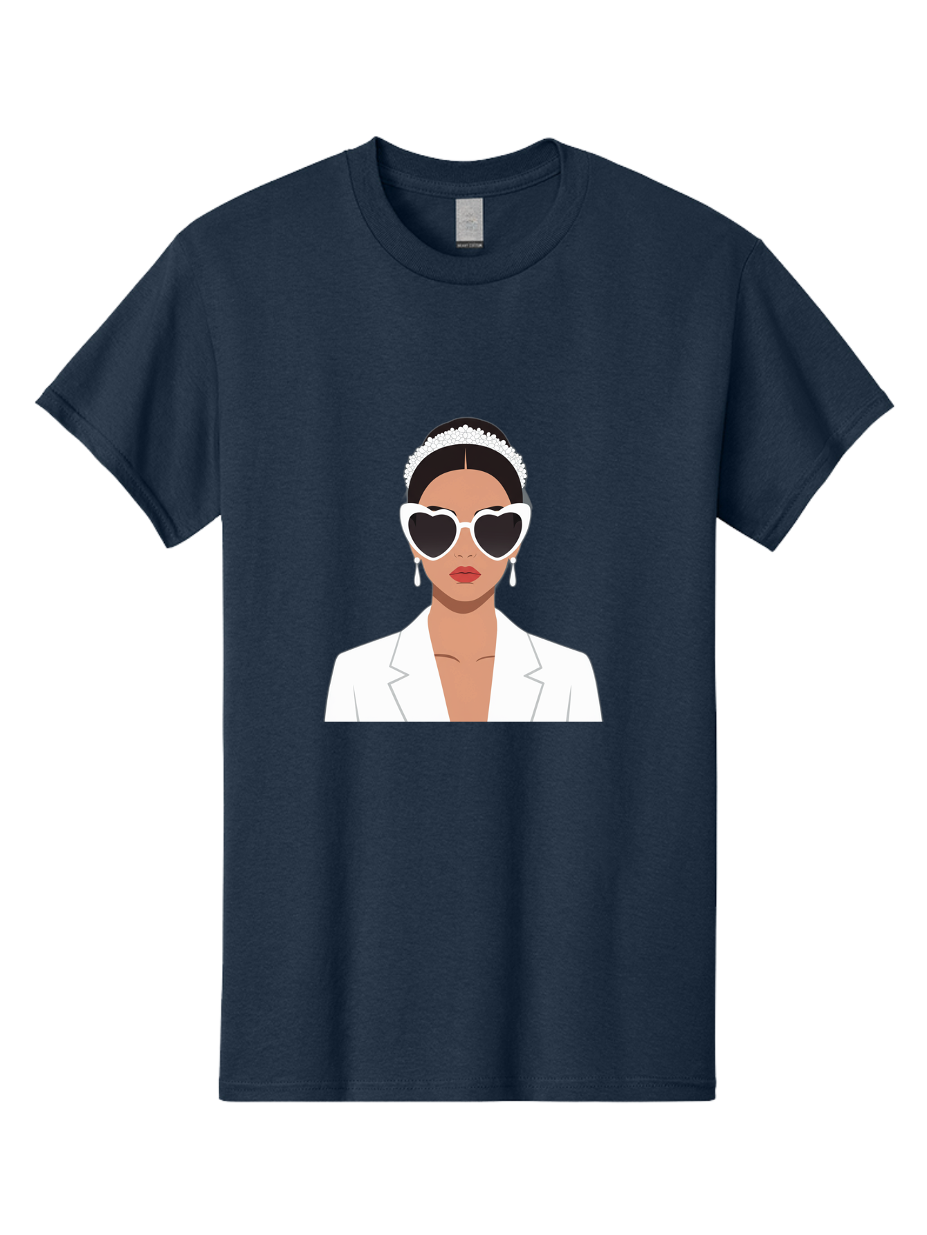 Woman-In-White Men'S Graphic Tee, 100% Cotton, Comfortable Casual Summer Wear, Machine Washable, Fashionable Woman, Heart-Shaped Sunglasses, White Blazer, Elegant Jewelry, Stylish Accessory, Trendy Outfit, Glamorous, Sophisticated Style, Bab593 6