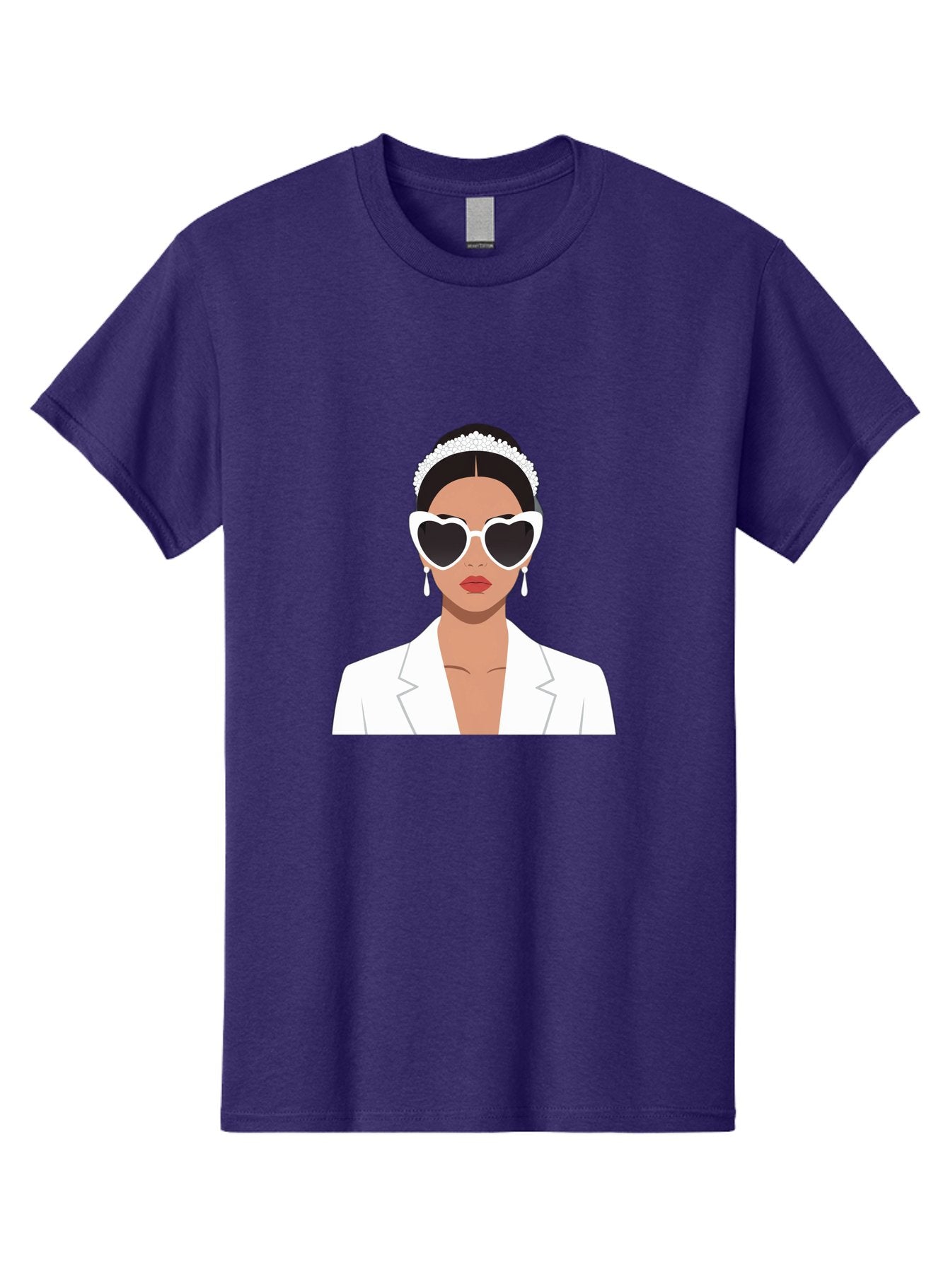 Woman-In-White Men'S Graphic Tee, 100% Cotton, Comfortable Casual Summer Wear, Machine Washable, Fashionable Woman, Heart-Shaped Sunglasses, White Blazer, Elegant Jewelry, Stylish Accessory, Trendy Outfit, Glamorous, Sophisticated Style, Bab593 10