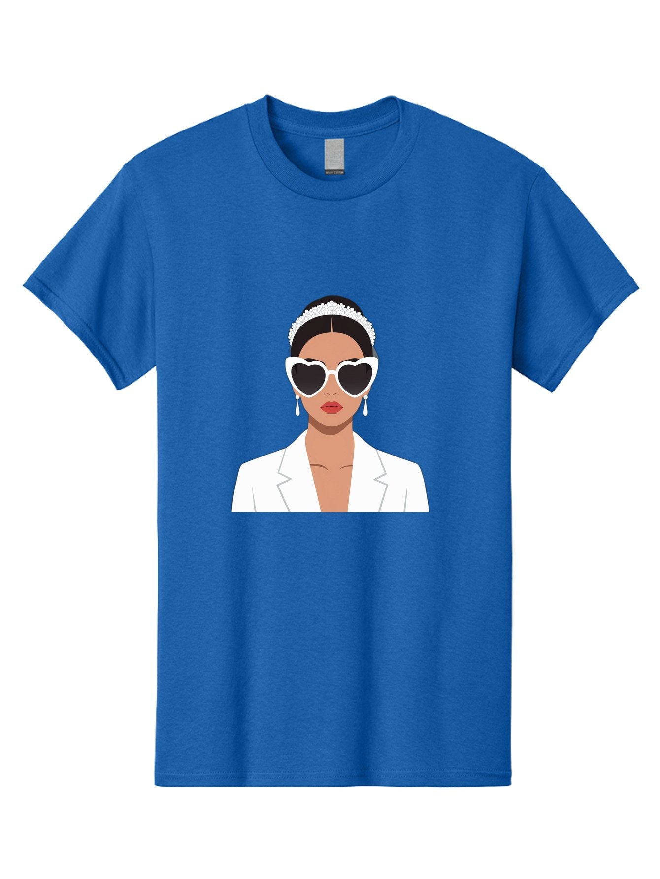 Woman-In-White Men'S Graphic Tee, 100% Cotton, Comfortable Casual Summer Wear, Machine Washable, Fashionable Woman, Heart-Shaped Sunglasses, White Blazer, Elegant Jewelry, Stylish Accessory, Trendy Outfit, Glamorous, Sophisticated Style, Bab593 14