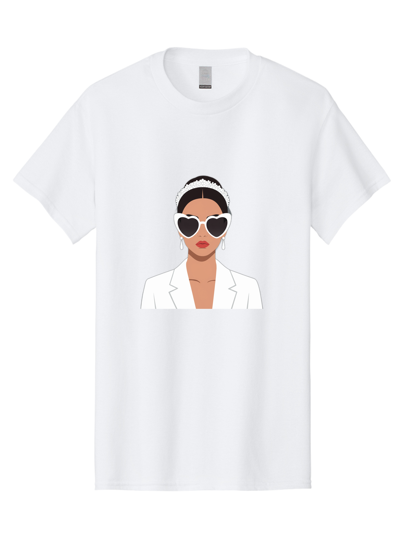 Woman-In-White Men'S Graphic Tee, 100% Cotton, Comfortable Casual Summer Wear, Machine Washable, Fashionable Woman, Heart-Shaped Sunglasses, White Blazer, Elegant Jewelry, Stylish Accessory, Trendy Outfit, Glamorous, Sophisticated Style, Bab593 12