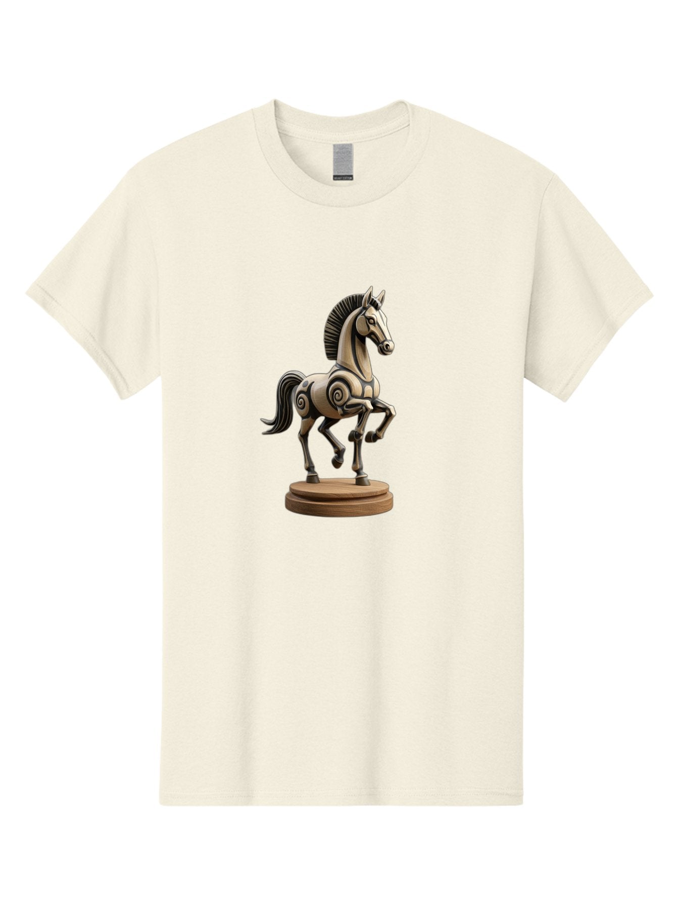 Wooden-Horse-Statue Men'S Graphic Tee, 100% Cotton, Comfortable Casual Summer Wear, Machine Washable, Mechanical Horse, Wooden Horse, Figurine, Horse Sculpture, Decorative Art, Spiral Patterns, Wooden Craftsmanship, Horse Figurine, Bab595 15