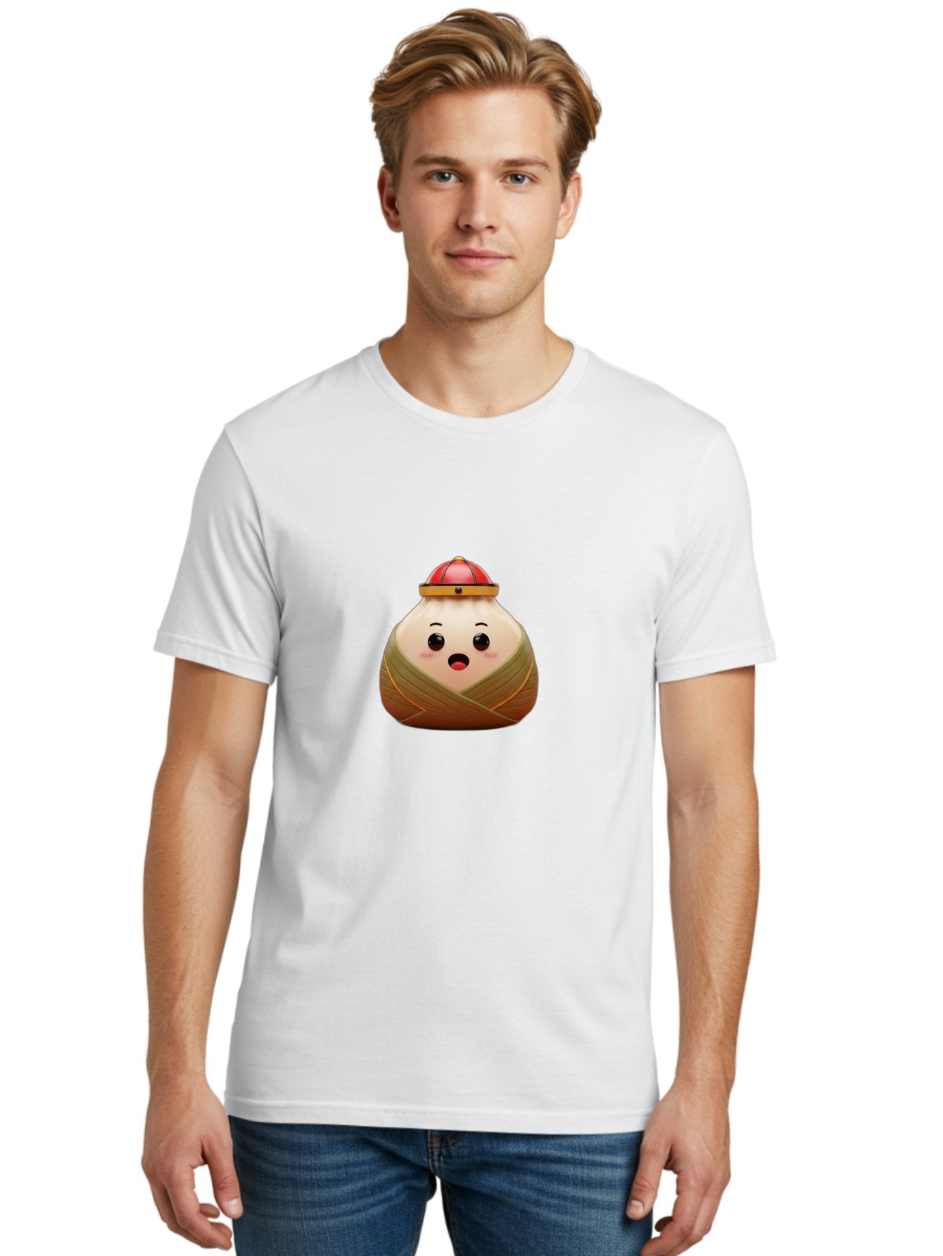 Xiaolongbao Men'S Graphic Tee, 100% Cotton, Comfortable Casual Summer Wear, Machine Washable, Cartoon Xiaolongbao, Chinese Dumpling, Steamed Bun, Surprised Expression, Adorable Character, Kawaii Food, Culinary Delight, Soup Dumpling Bab597 24