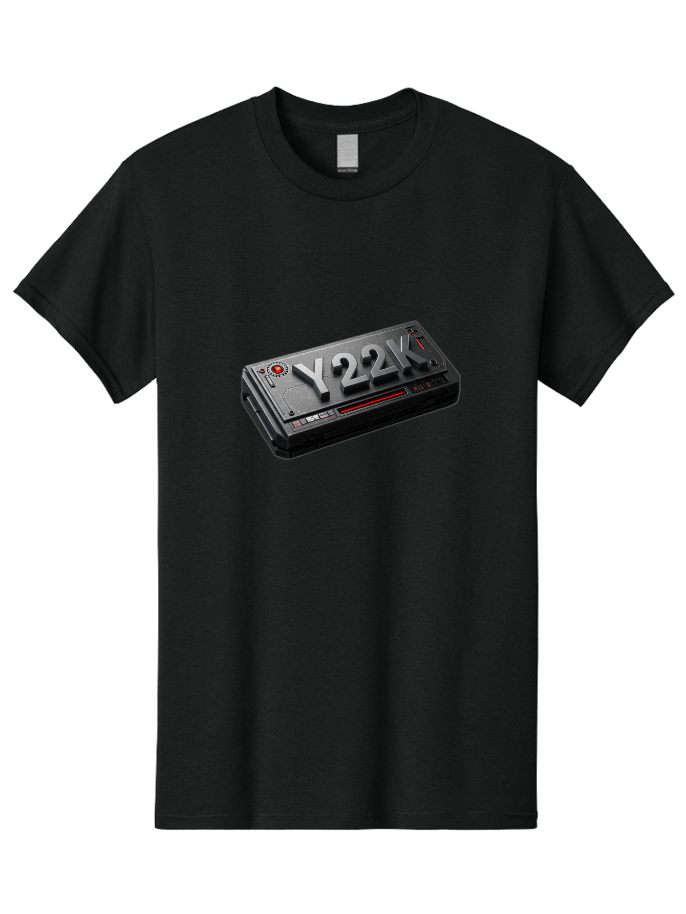 Y22K Men'S Graphic Tee, 100% Cotton, Comfortable Casual Summer Wear, Machine Washable, Futuristic Device, Y22K, Technology, Cyberpunk, Sleek Design, Metallic Surface, Red Accents, Futuristic Tech, Innovative Gadget, High-Tech Equipment, Bab598