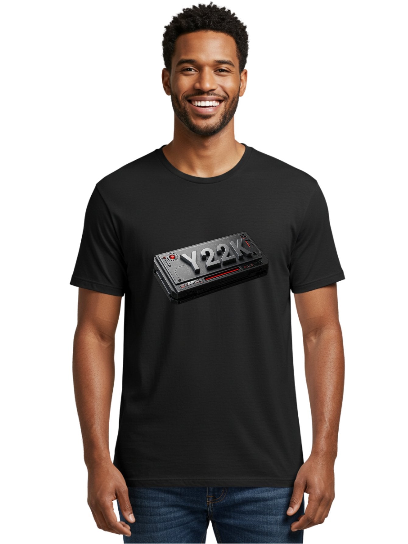 Y22K Men'S Graphic Tee, 100% Cotton, Comfortable Casual Summer Wear, Machine Washable, Futuristic Device, Y22K, Technology, Cyberpunk, Sleek Design, Metallic Surface, Red Accents, Futuristic Tech, Innovative Gadget, High-Tech Equipment, Bab598 30