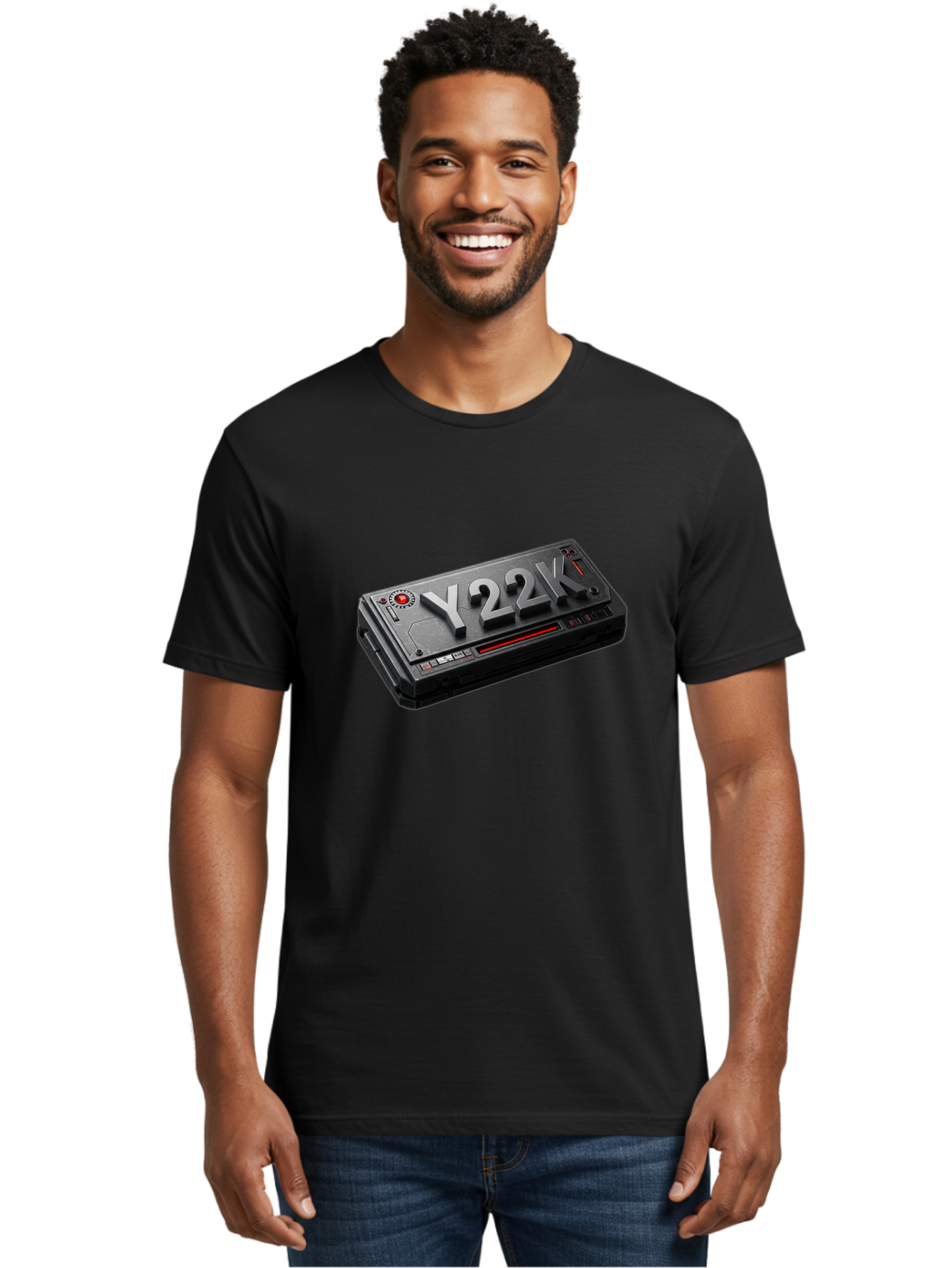 Y22K Men'S Graphic Tee, 100% Cotton, Comfortable Casual Summer Wear, Machine Washable, Futuristic Device, Y22K, Technology, Cyberpunk, Sleek Design, Metallic Surface, Red Accents, Futuristic Tech, Innovative Gadget, High-Tech Equipment, Bab598 16