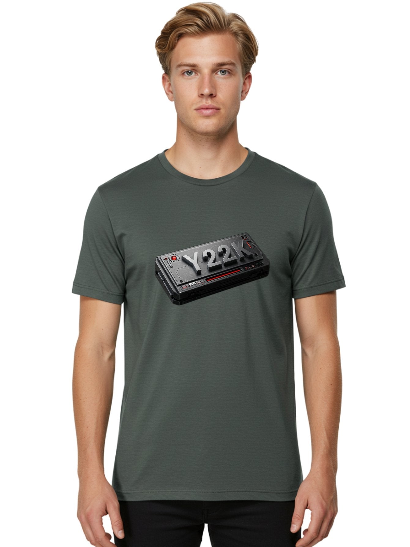 Y22K Men'S Graphic Tee, 100% Cotton, Comfortable Casual Summer Wear, Machine Washable, Futuristic Device, Y22K, Technology, Cyberpunk, Sleek Design, Metallic Surface, Red Accents, Futuristic Tech, Innovative Gadget, High-Tech Equipment, Bab598 24