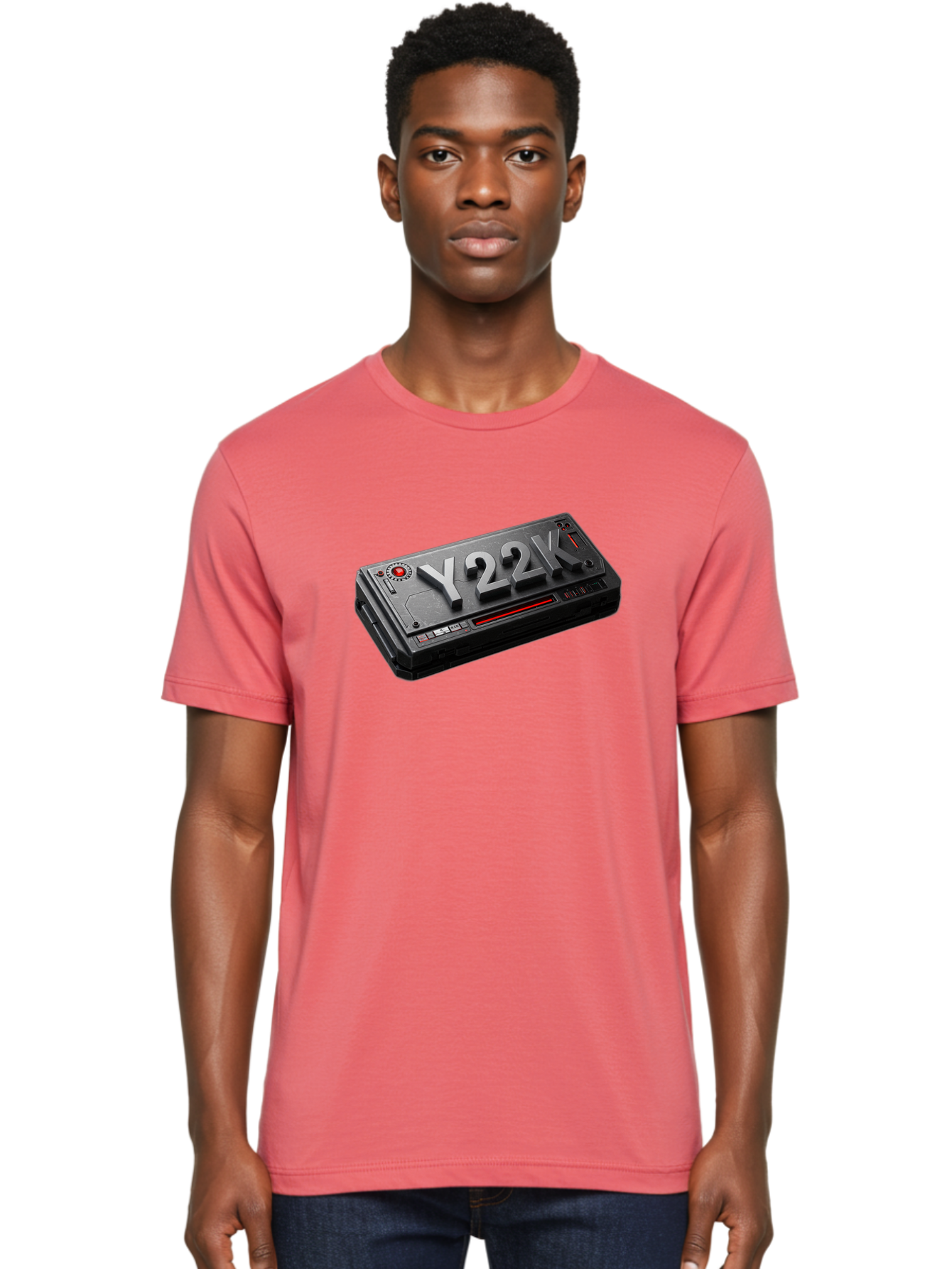 Y22K Men'S Graphic Tee, 100% Cotton, Comfortable Casual Summer Wear, Machine Washable, Futuristic Device, Y22K, Technology, Cyberpunk, Sleek Design, Metallic Surface, Red Accents, Futuristic Tech, Innovative Gadget, High-Tech Equipment, Bab598 20