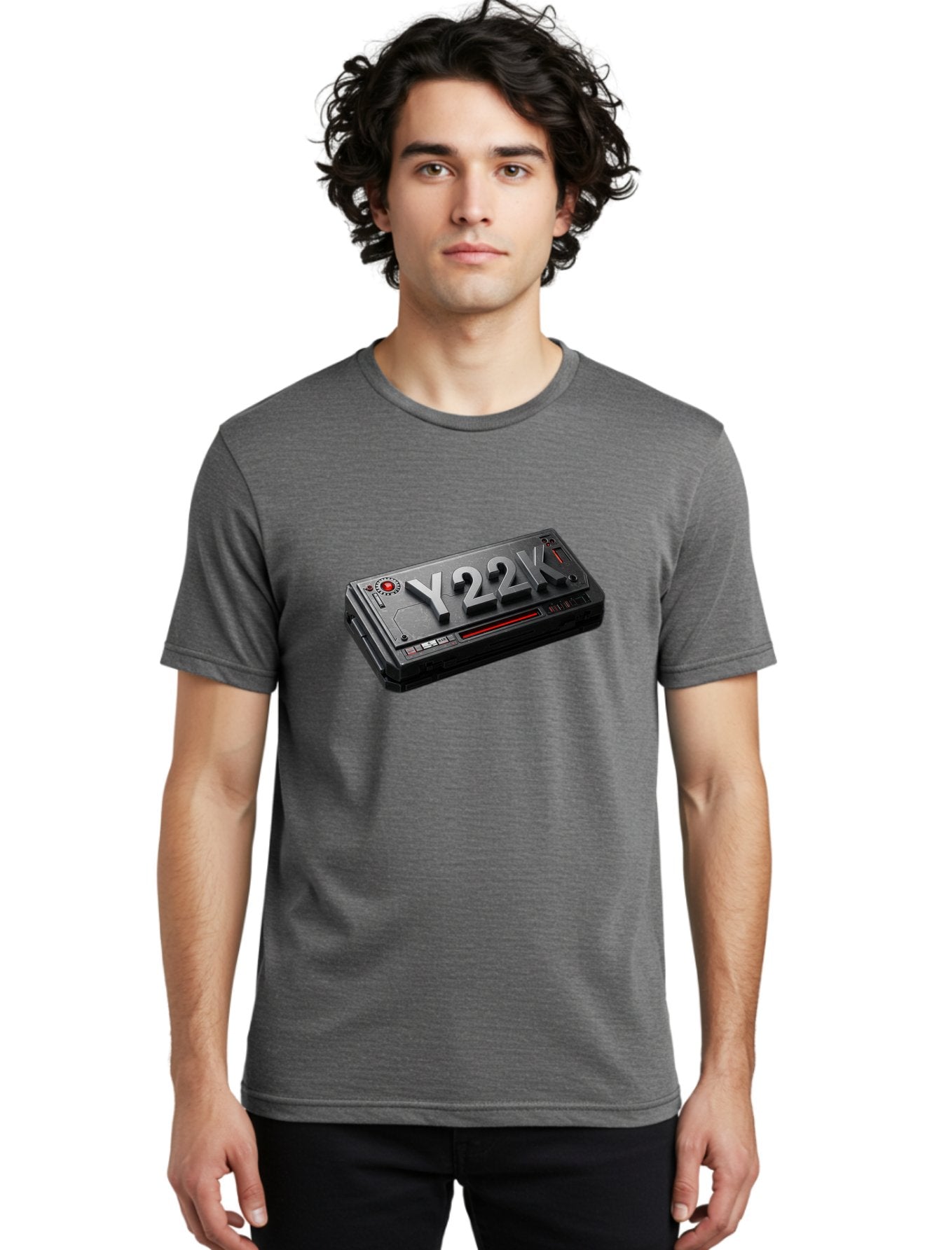 Y22K Men'S Graphic Tee, 100% Cotton, Comfortable Casual Summer Wear, Machine Washable, Futuristic Device, Y22K, Technology, Cyberpunk, Sleek Design, Metallic Surface, Red Accents, Futuristic Tech, Innovative Gadget, High-Tech Equipment, Bab598 18