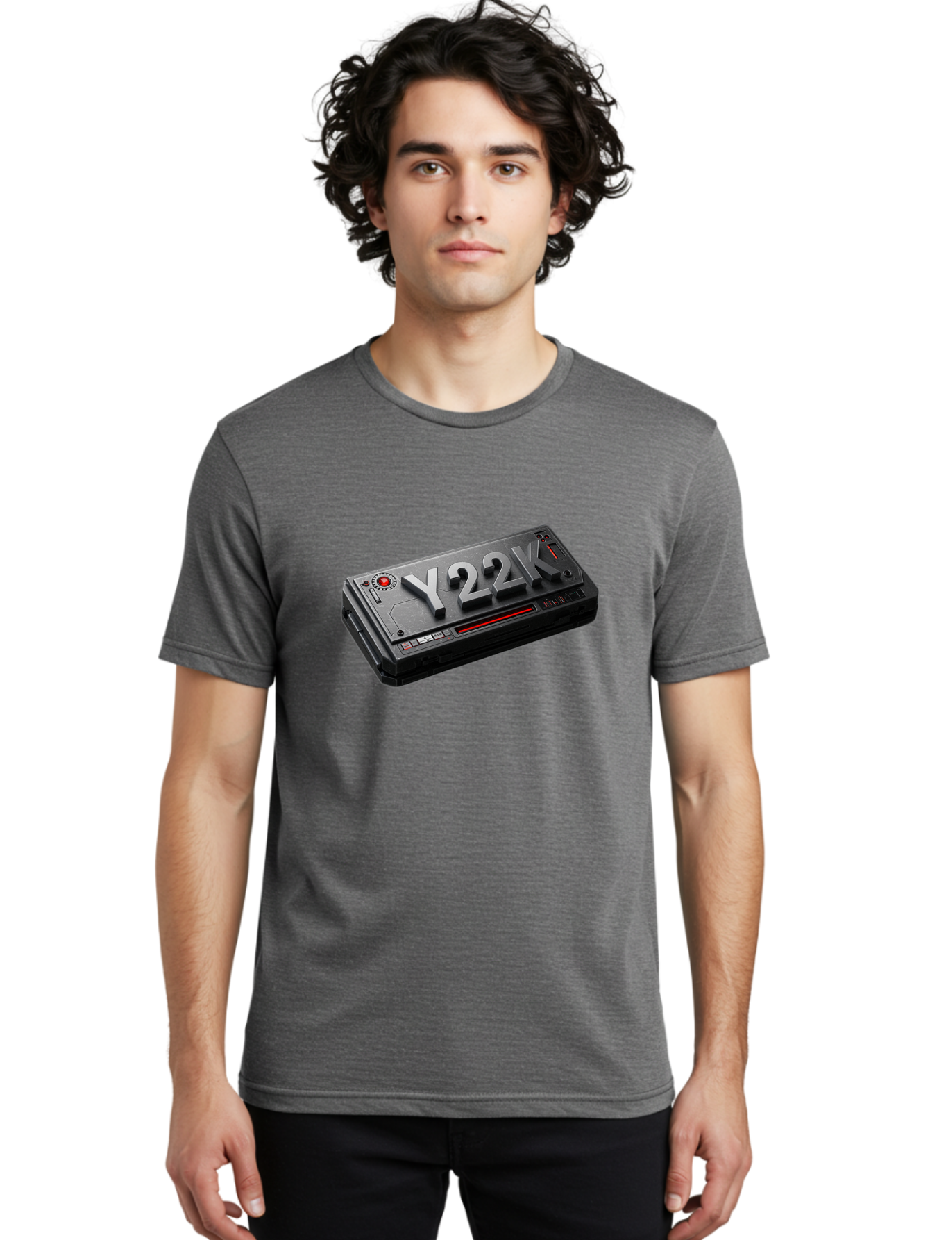 Y22K Men'S Graphic Tee, 100% Cotton, Comfortable Casual Summer Wear, Machine Washable, Futuristic Device, Y22K, Technology, Cyberpunk, Sleek Design, Metallic Surface, Red Accents, Futuristic Tech, Innovative Gadget, High-Tech Equipment, Bab598 27