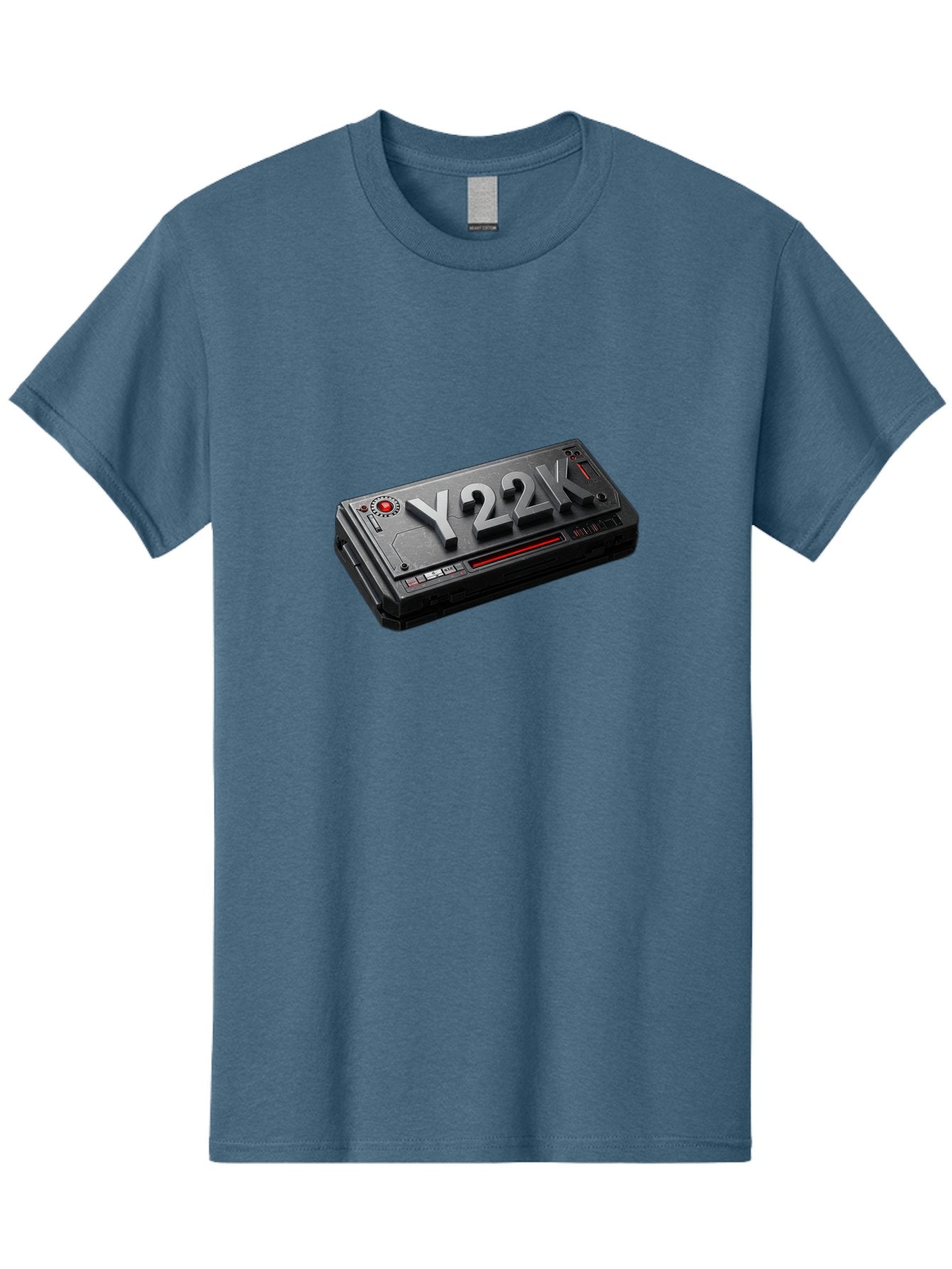 Y22K Men'S Graphic Tee, 100% Cotton, Comfortable Casual Summer Wear, Machine Washable, Futuristic Device, Y22K, Technology, Cyberpunk, Sleek Design, Metallic Surface, Red Accents, Futuristic Tech, Innovative Gadget, High-Tech Equipment, Bab598