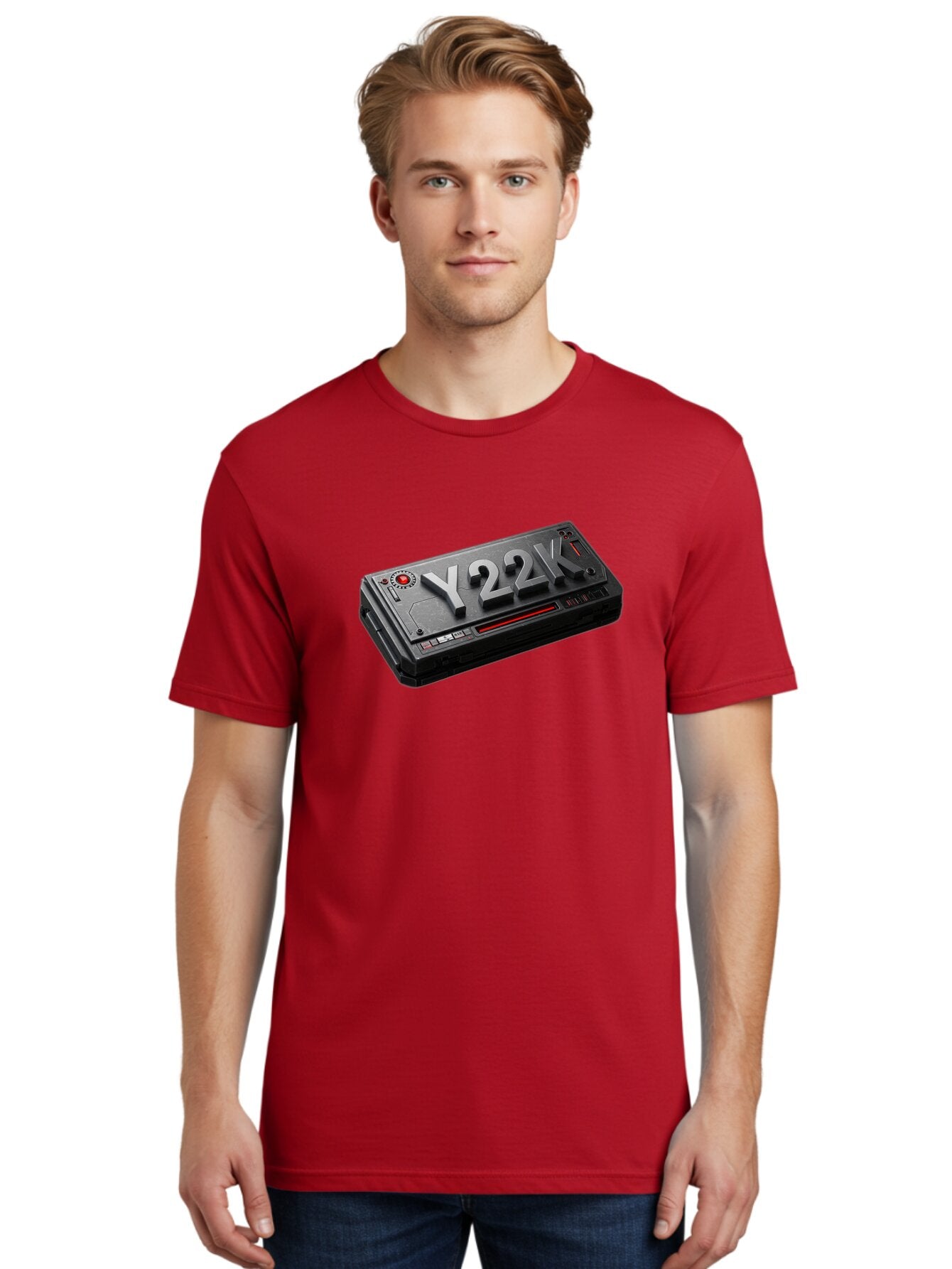 Y22K Men'S Graphic Tee, 100% Cotton, Comfortable Casual Summer Wear, Machine Washable, Futuristic Device, Y22K, Technology, Cyberpunk, Sleek Design, Metallic Surface, Red Accents, Futuristic Tech, Innovative Gadget, High-Tech Equipment, Bab598 19