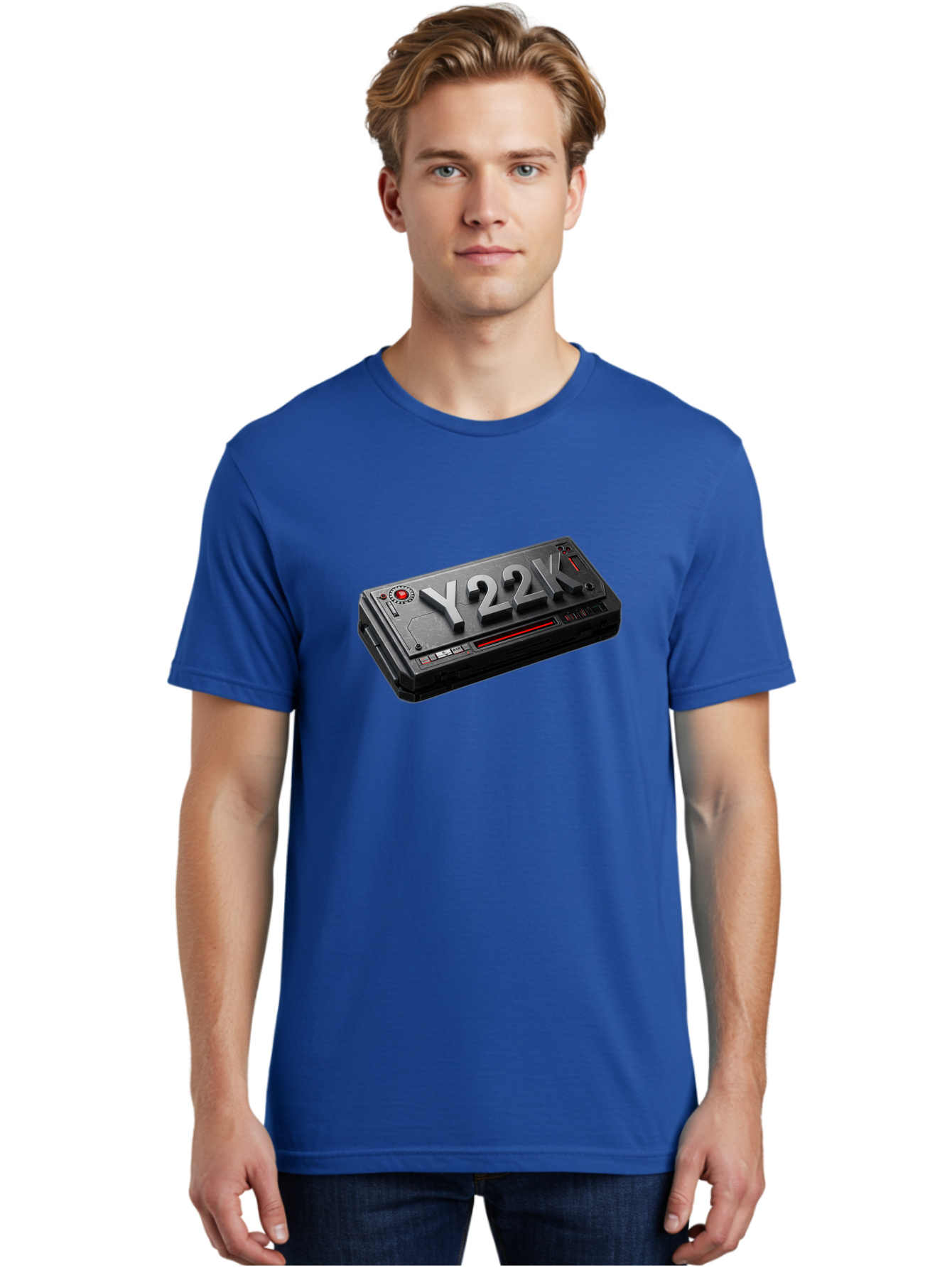 Y22K Men'S Graphic Tee, 100% Cotton, Comfortable Casual Summer Wear, Machine Washable, Futuristic Device, Y22K, Technology, Cyberpunk, Sleek Design, Metallic Surface, Red Accents, Futuristic Tech, Innovative Gadget, High-Tech Equipment, Bab598 23