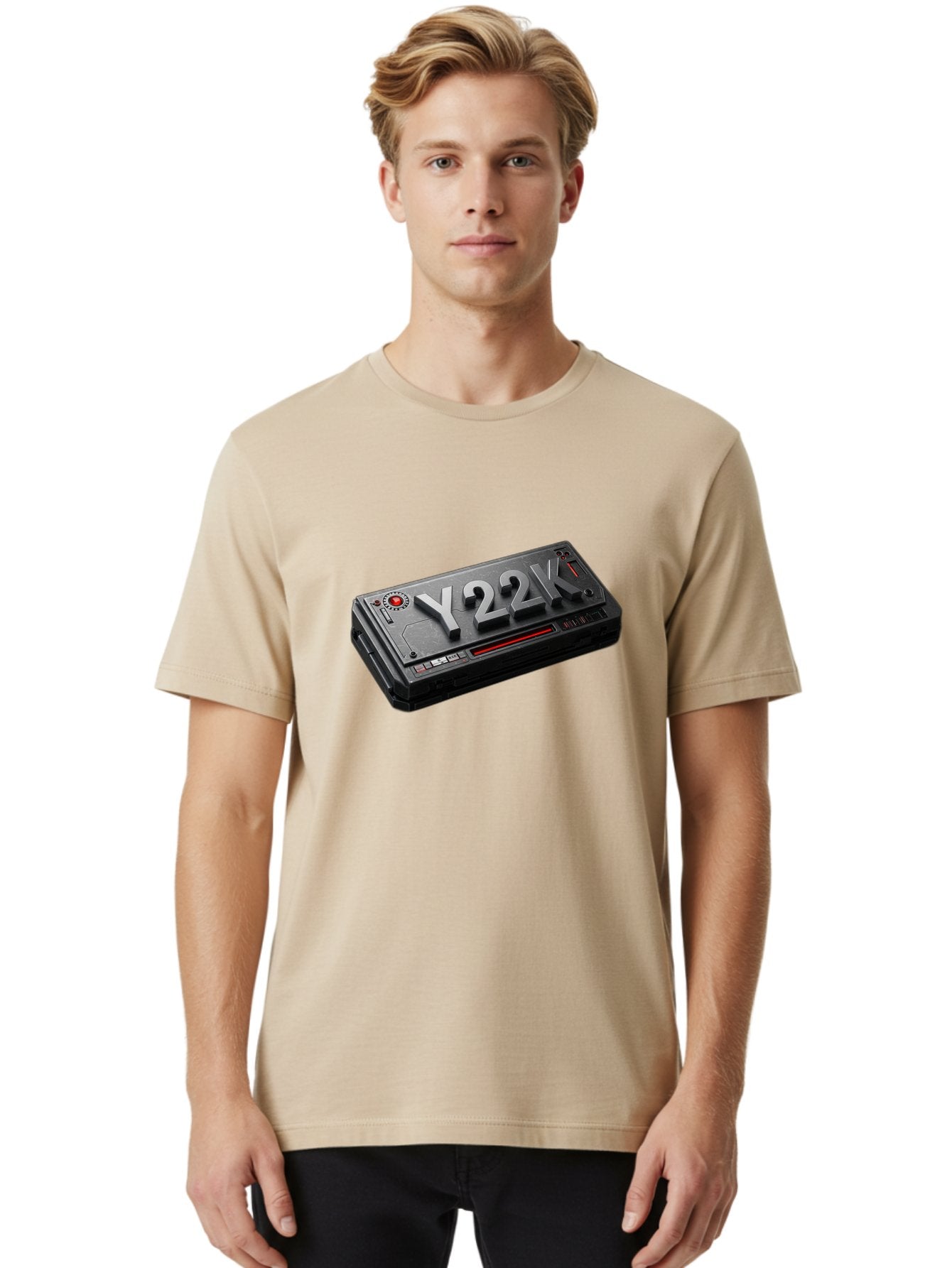 Y22K Men'S Graphic Tee, 100% Cotton, Comfortable Casual Summer Wear, Machine Washable, Futuristic Device, Y22K, Technology, Cyberpunk, Sleek Design, Metallic Surface, Red Accents, Futuristic Tech, Innovative Gadget, High-Tech Equipment, Bab598 17