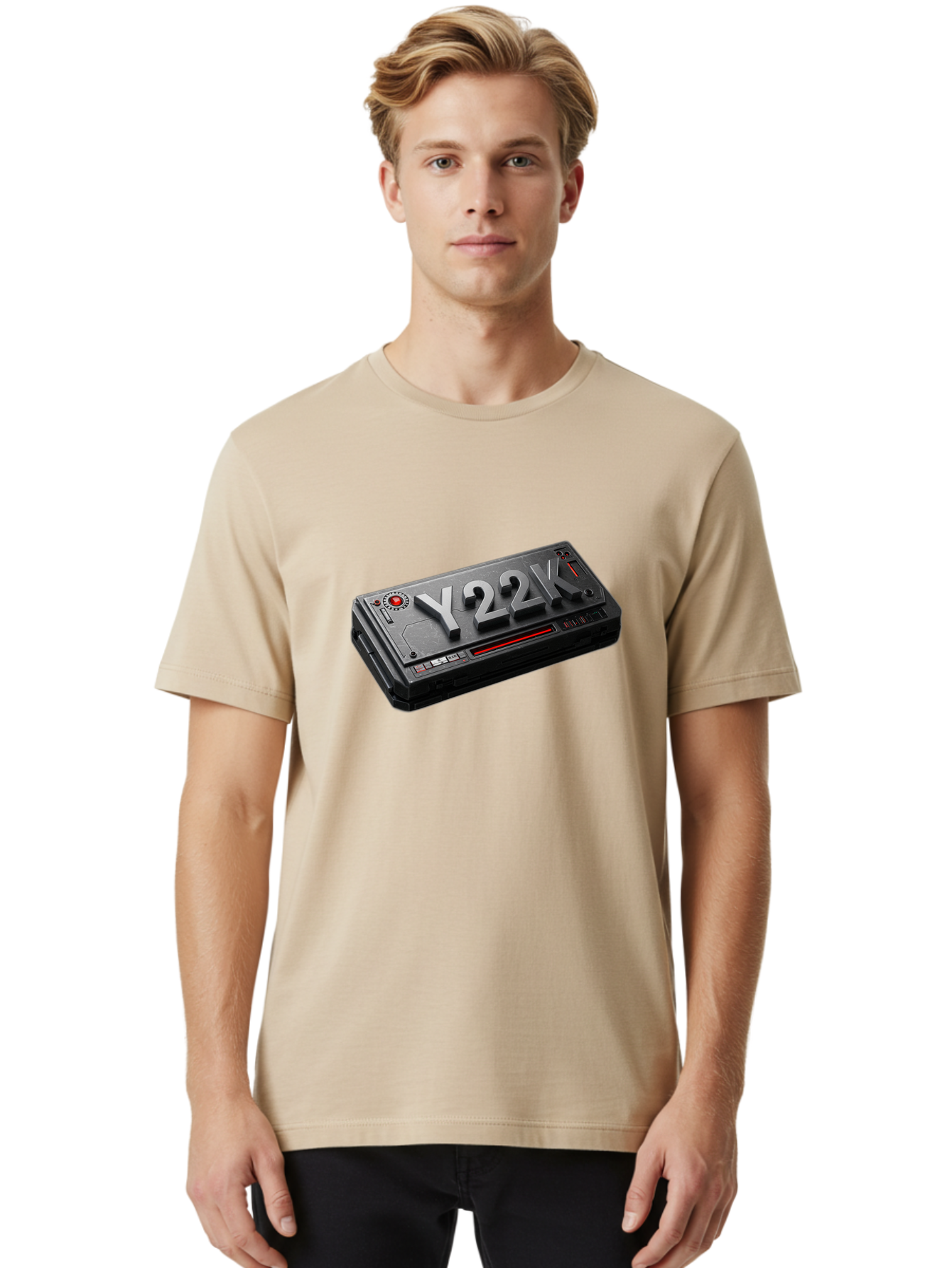 Y22K Men'S Graphic Tee, 100% Cotton, Comfortable Casual Summer Wear, Machine Washable, Futuristic Device, Y22K, Technology, Cyberpunk, Sleek Design, Metallic Surface, Red Accents, Futuristic Tech, Innovative Gadget, High-Tech Equipment, Bab598 29