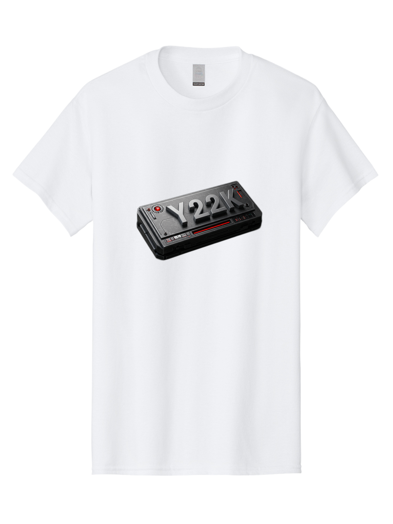 Y22K Men'S Graphic Tee, 100% Cotton, Comfortable Casual Summer Wear, Machine Washable, Futuristic Device, Y22K, Technology, Cyberpunk, Sleek Design, Metallic Surface, Red Accents, Futuristic Tech, Innovative Gadget, High-Tech Equipment, Bab598