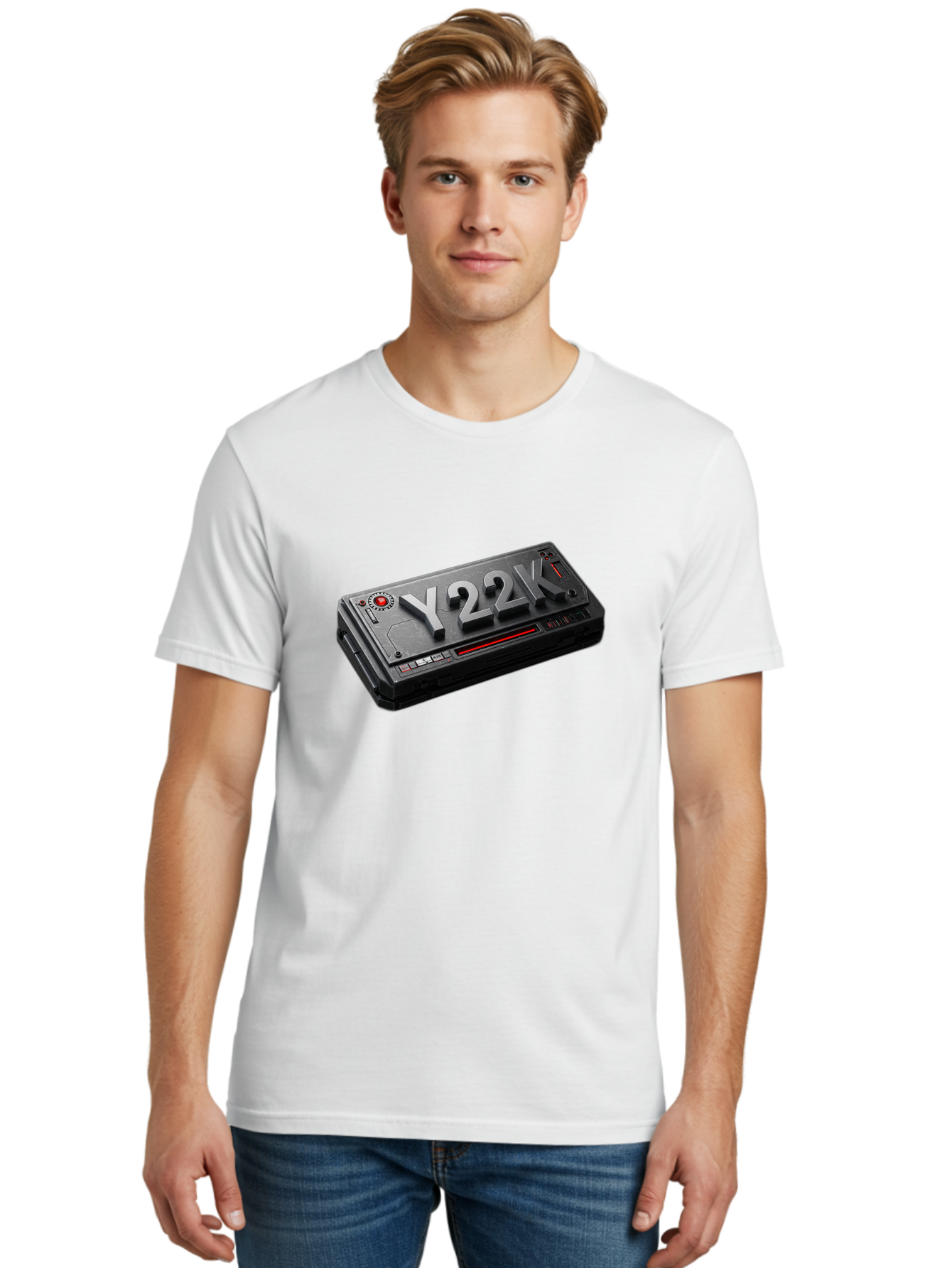 Y22K Men'S Graphic Tee, 100% Cotton, Comfortable Casual Summer Wear, Machine Washable, Futuristic Device, Y22K, Technology, Cyberpunk, Sleek Design, Metallic Surface, Red Accents, Futuristic Tech, Innovative Gadget, High-Tech Equipment, Bab598 17