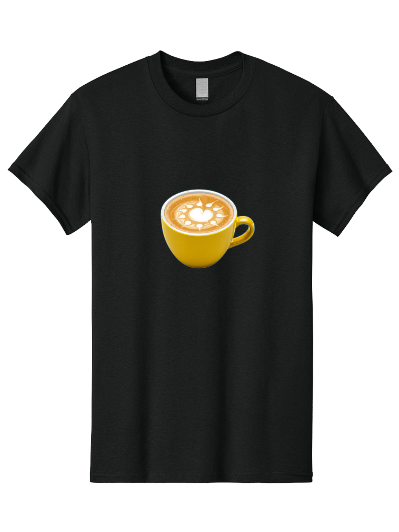 Yellow-Coffee-Cup Men'S Graphic Tee, 100% Cotton, Comfortable Casual Summer Wear, Machine Washable, Cappuccino Coffee, Latte Art, Yellow Mug, Coffee Drink, Foamy Texture, Sun Design, Heart-Shaped Pattern, Morning Coffee, Coffee Culture, Bab599 15