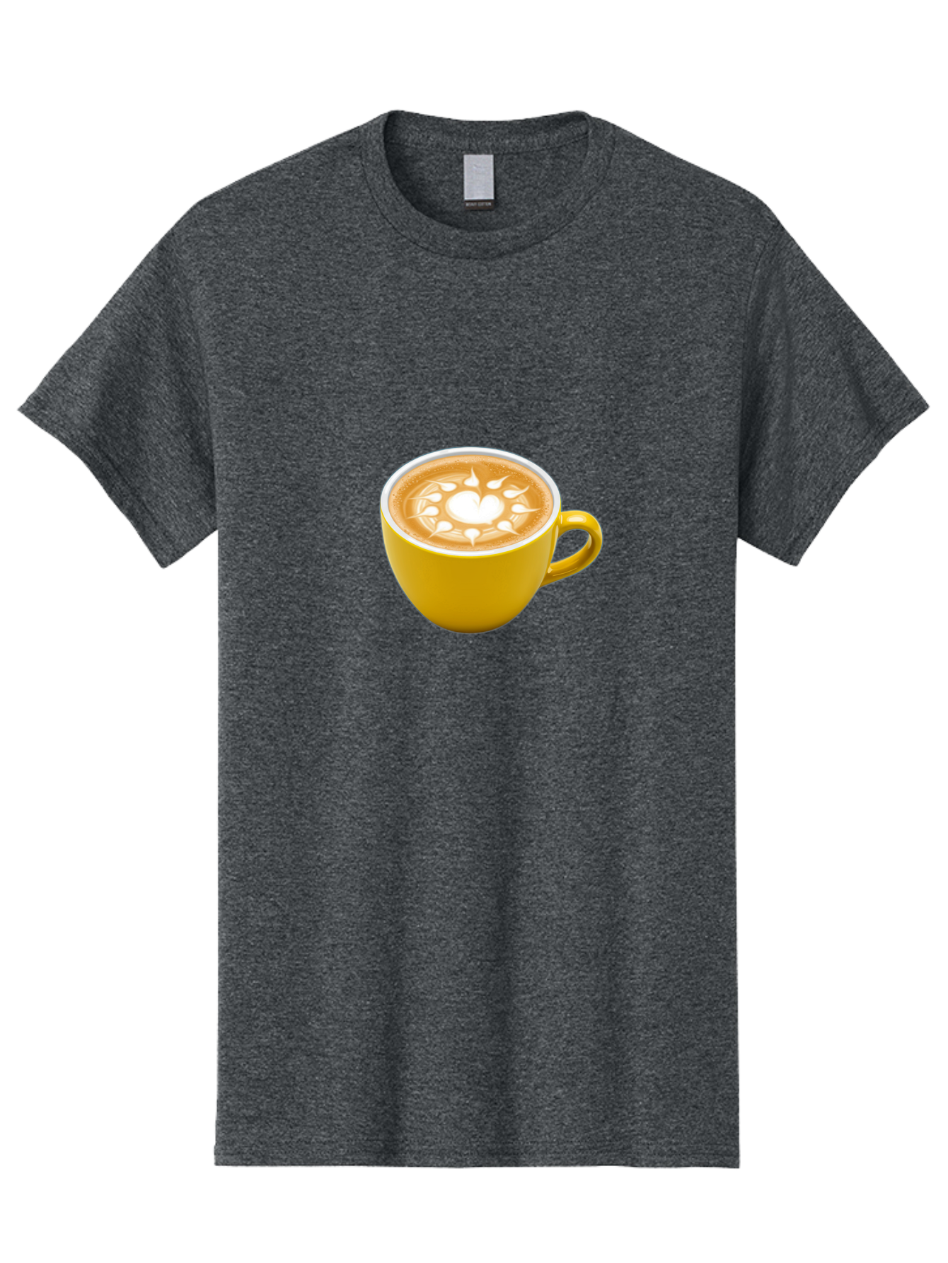 Yellow-Coffee-Cup Men'S Graphic Tee, 100% Cotton, Comfortable Casual Summer Wear, Machine Washable, Cappuccino Coffee, Latte Art, Yellow Mug, Coffee Drink, Foamy Texture, Sun Design, Heart-Shaped Pattern, Morning Coffee, Coffee Culture, Bab599 10