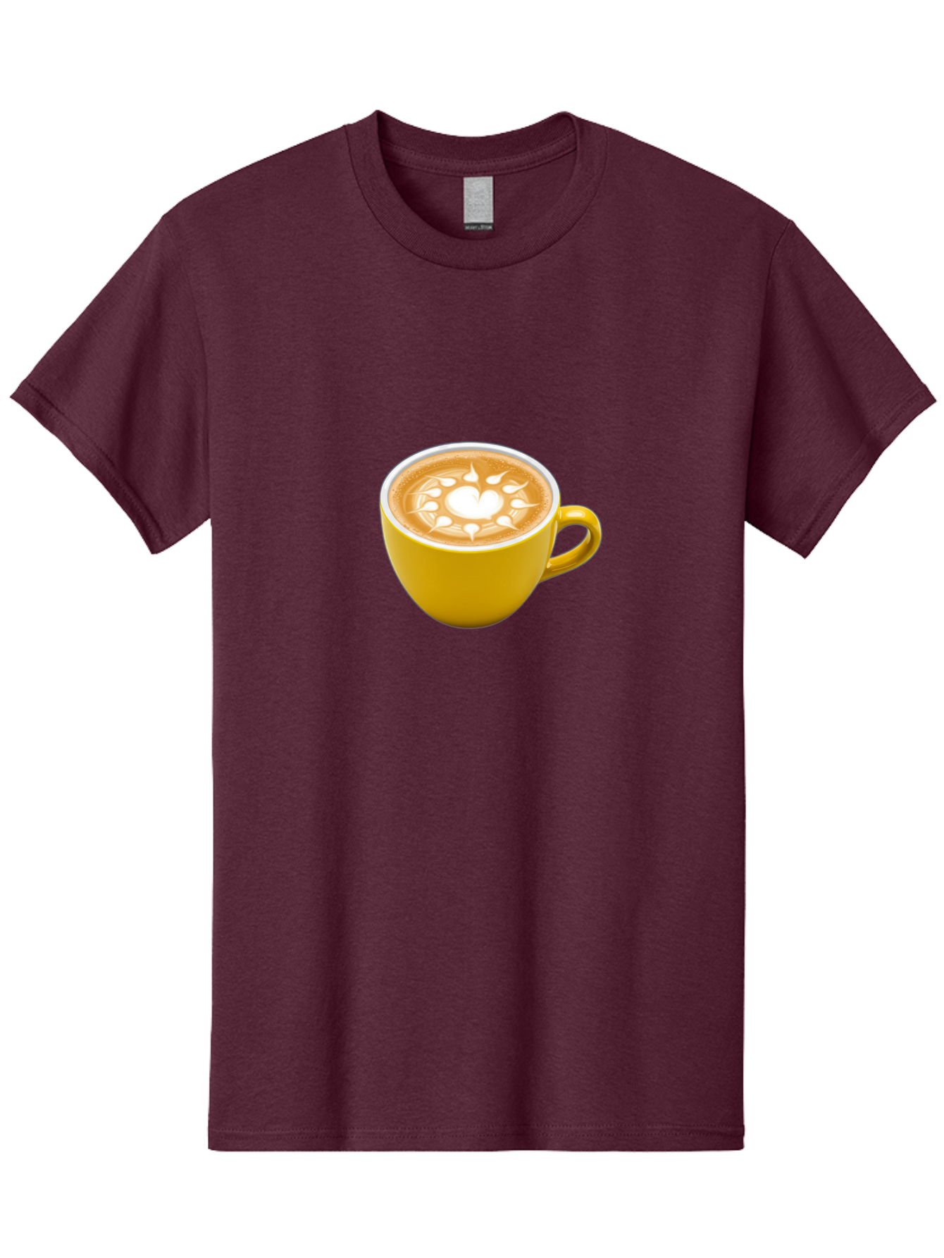Yellow-Coffee-Cup Men'S Graphic Tee, 100% Cotton, Comfortable Casual Summer Wear, Machine Washable, Cappuccino Coffee, Latte Art, Yellow Mug, Coffee Drink, Foamy Texture, Sun Design, Heart-Shaped Pattern, Morning Coffee, Coffee Culture, Bab599 9