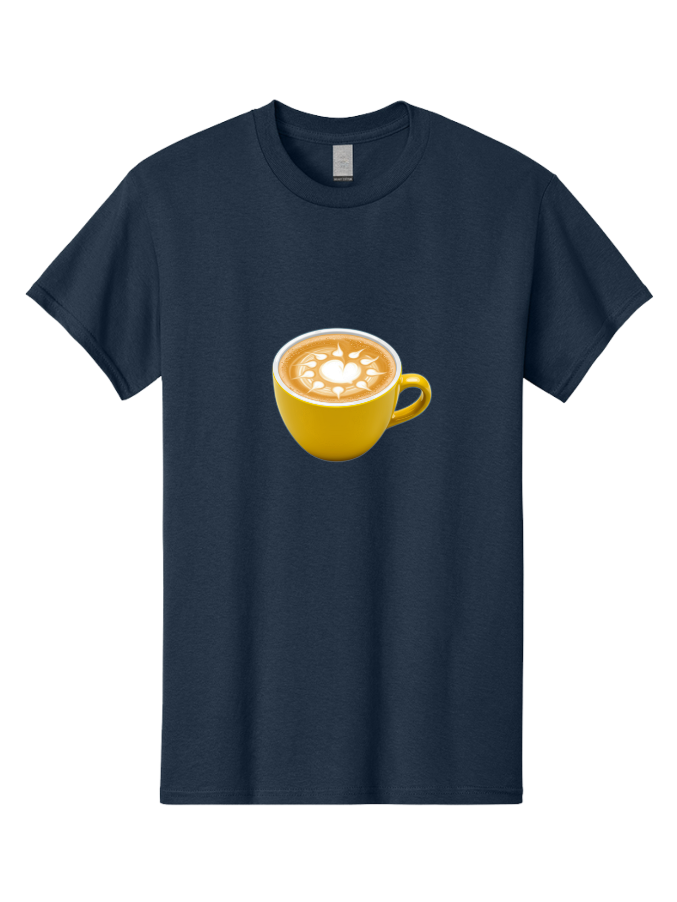 Yellow-Coffee-Cup Men'S Graphic Tee, 100% Cotton, Comfortable Casual Summer Wear, Machine Washable, Cappuccino Coffee, Latte Art, Yellow Mug, Coffee Drink, Foamy Texture, Sun Design, Heart-Shaped Pattern, Morning Coffee, Coffee Culture, Bab599 12
