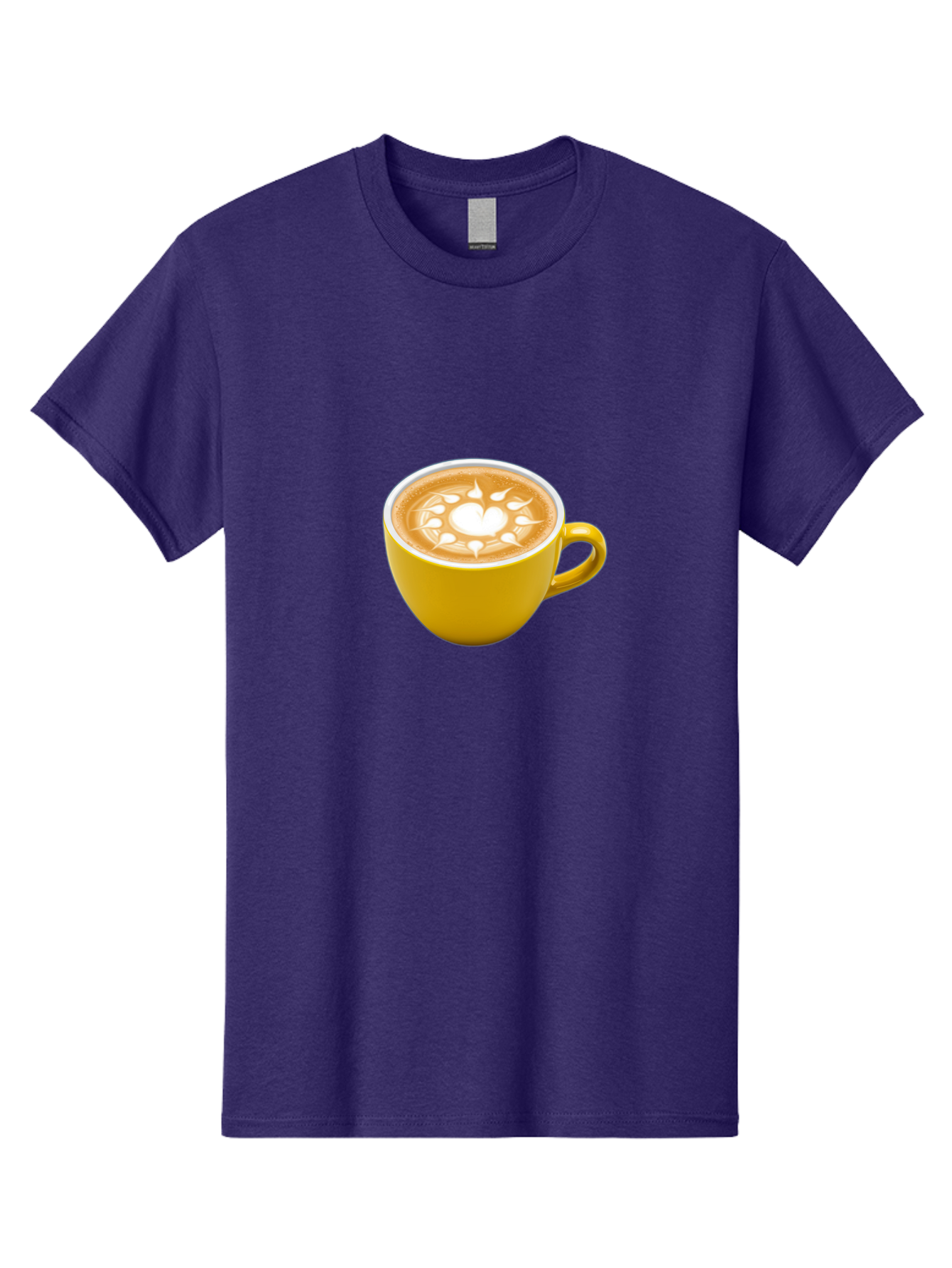 Yellow-Coffee-Cup Men'S Graphic Tee, 100% Cotton, Comfortable Casual Summer Wear, Machine Washable, Cappuccino Coffee, Latte Art, Yellow Mug, Coffee Drink, Foamy Texture, Sun Design, Heart-Shaped Pattern, Morning Coffee, Coffee Culture, Bab599 6
