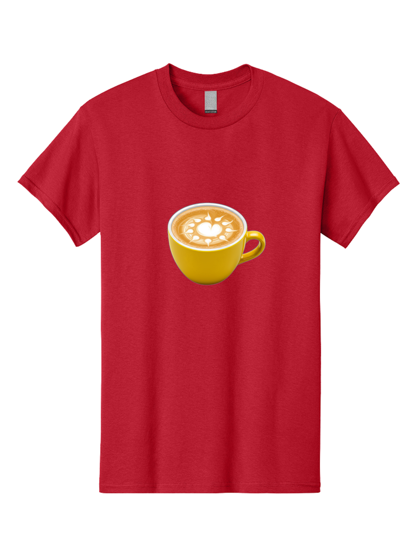 Yellow-Coffee-Cup Men'S Graphic Tee, 100% Cotton, Comfortable Casual Summer Wear, Machine Washable, Cappuccino Coffee, Latte Art, Yellow Mug, Coffee Drink, Foamy Texture, Sun Design, Heart-Shaped Pattern, Morning Coffee, Coffee Culture, Bab599 5