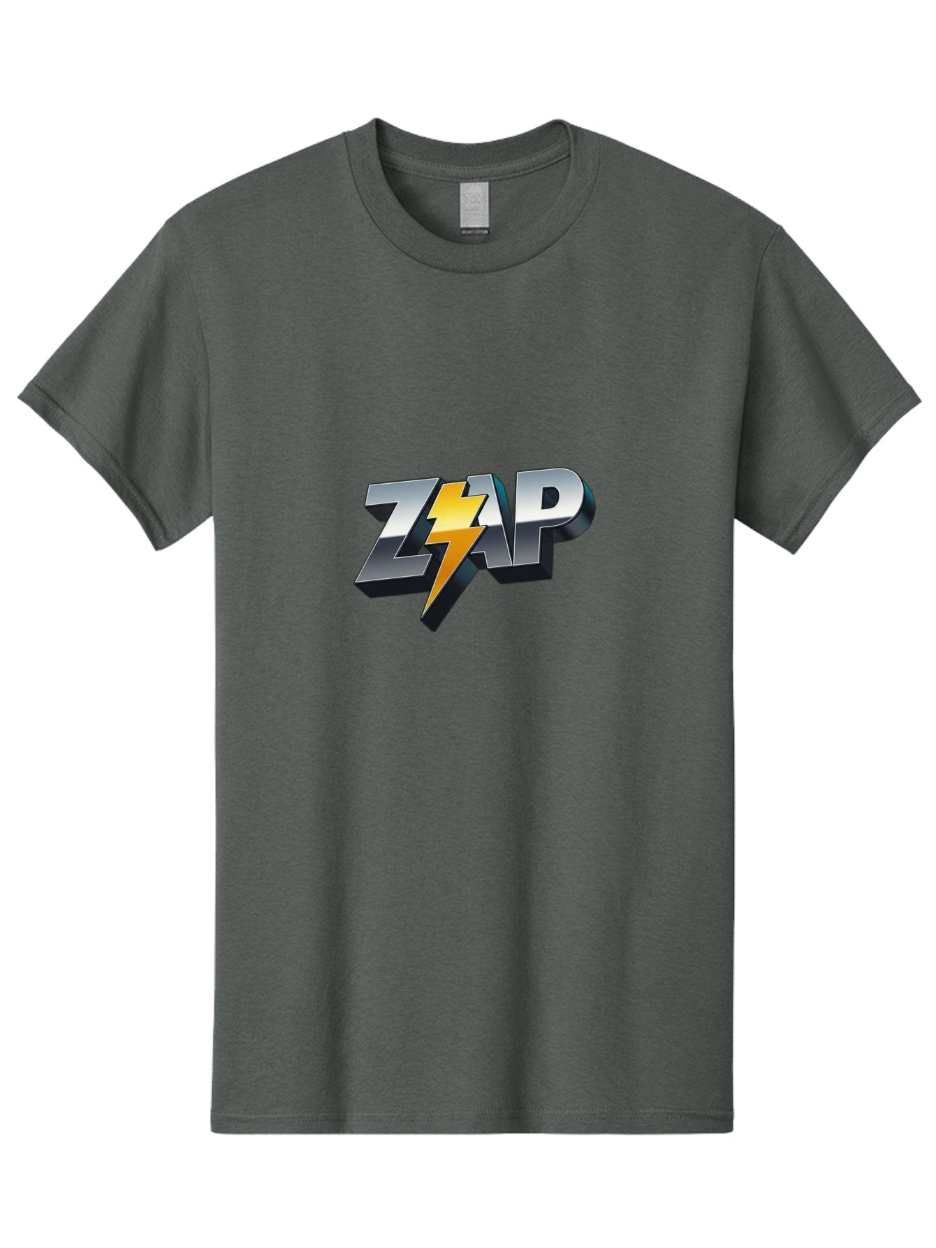 Zap Men'S Graphic Tee, 100% Cotton, Comfortable Casual Summer Wear, Machine Washable, Electrifying Logo, Bold Typography, Dynamic Design, Lightning Bolt, Modern Graphics, Energetic Vibe, Trendy Aesthetics, Silver And Gold Colors, 3D Effect, Bab600 14