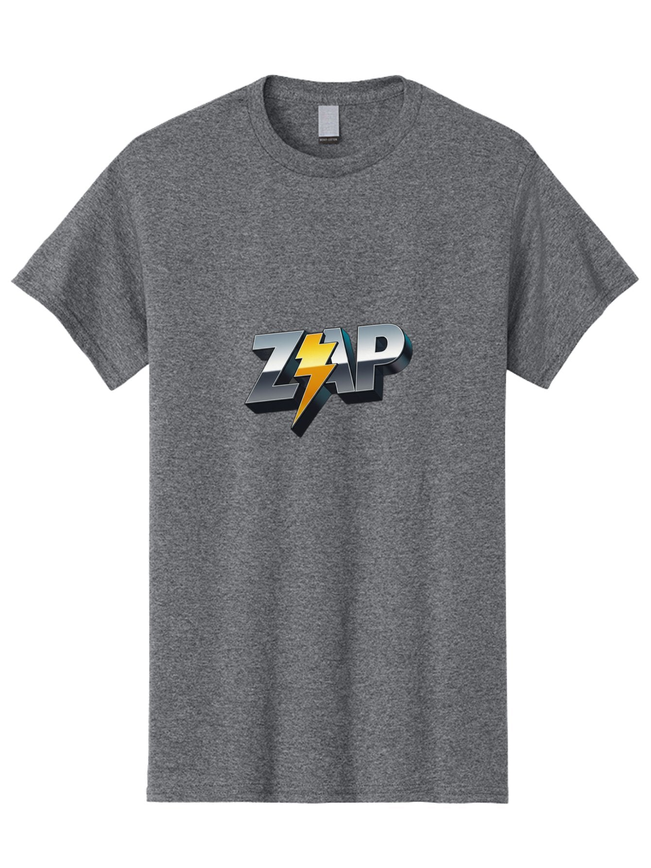 Zap Men'S Graphic Tee, 100% Cotton, Comfortable Casual Summer Wear, Machine Washable, Electrifying Logo, Bold Typography, Dynamic Design, Lightning Bolt, Modern Graphics, Energetic Vibe, Trendy Aesthetics, Silver And Gold Colors, 3D Effect, Bab600 4