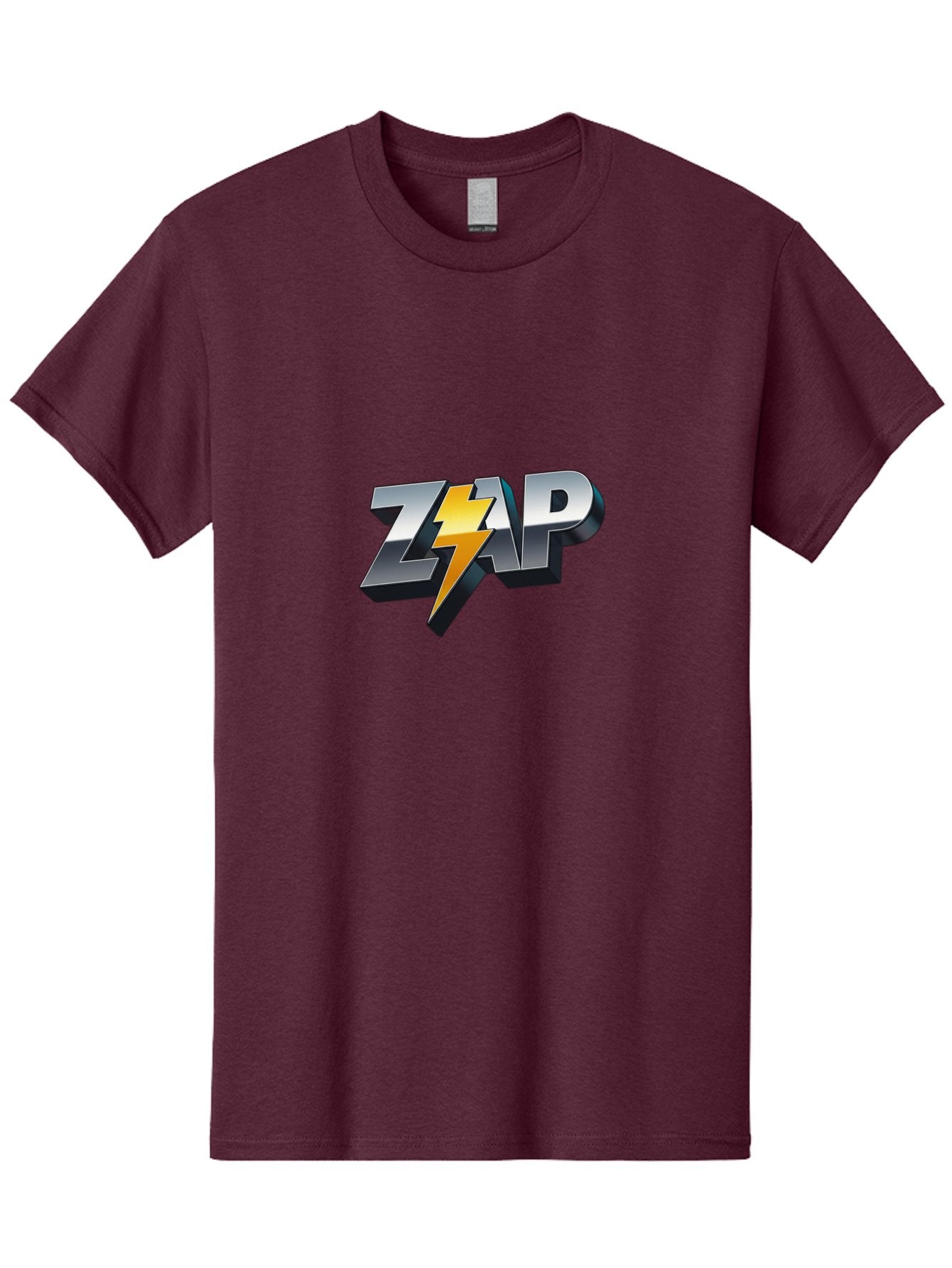 Zap Men'S Graphic Tee, 100% Cotton, Comfortable Casual Summer Wear, Machine Washable, Electrifying Logo, Bold Typography, Dynamic Design, Lightning Bolt, Modern Graphics, Energetic Vibe, Trendy Aesthetics, Silver And Gold Colors, 3D Effect, Bab600 3