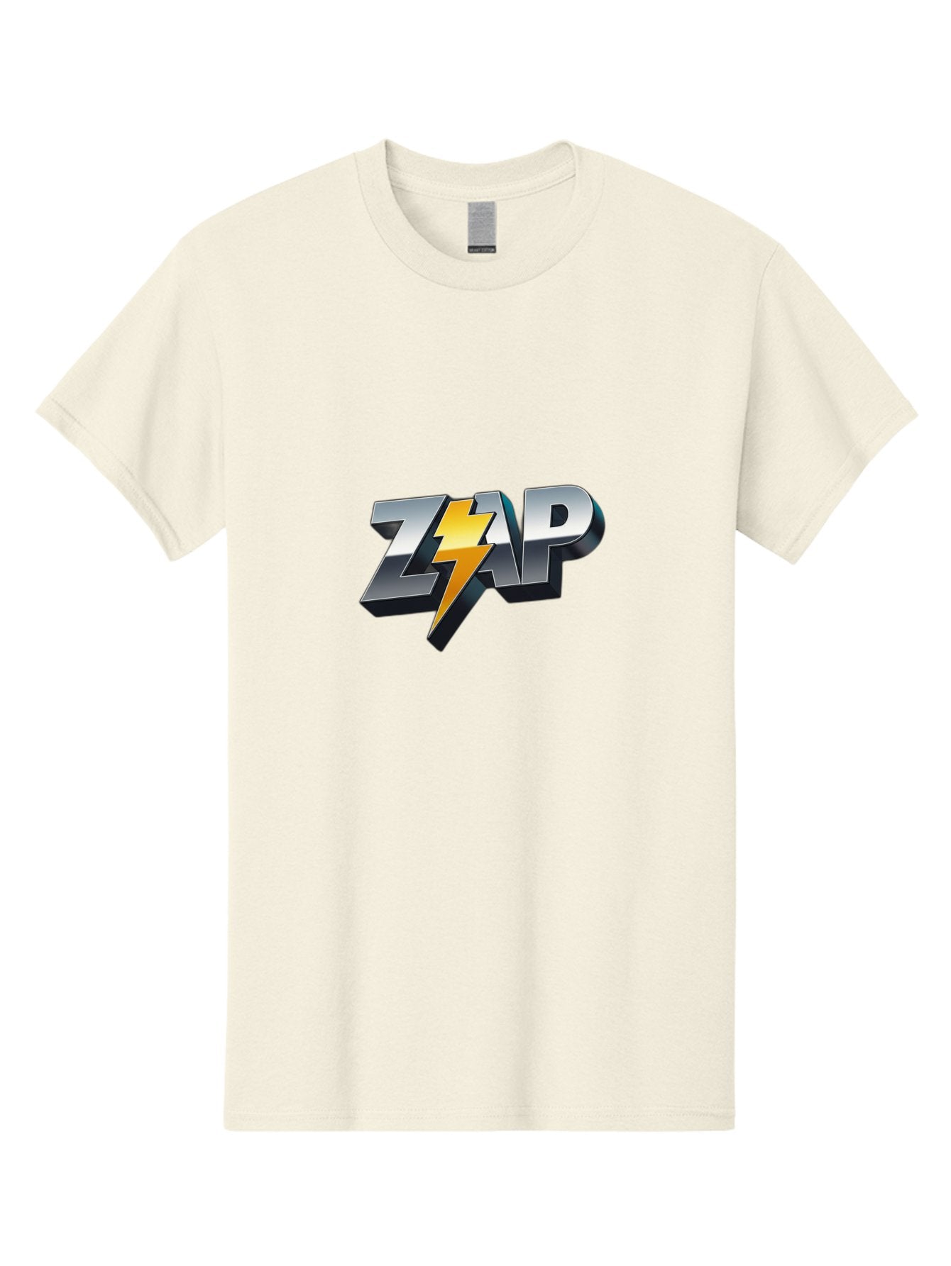 Zap Men'S Graphic Tee, 100% Cotton, Comfortable Casual Summer Wear, Machine Washable, Electrifying Logo, Bold Typography, Dynamic Design, Lightning Bolt, Modern Graphics, Energetic Vibe, Trendy Aesthetics, Silver And Gold Colors, 3D Effect, Bab600 11