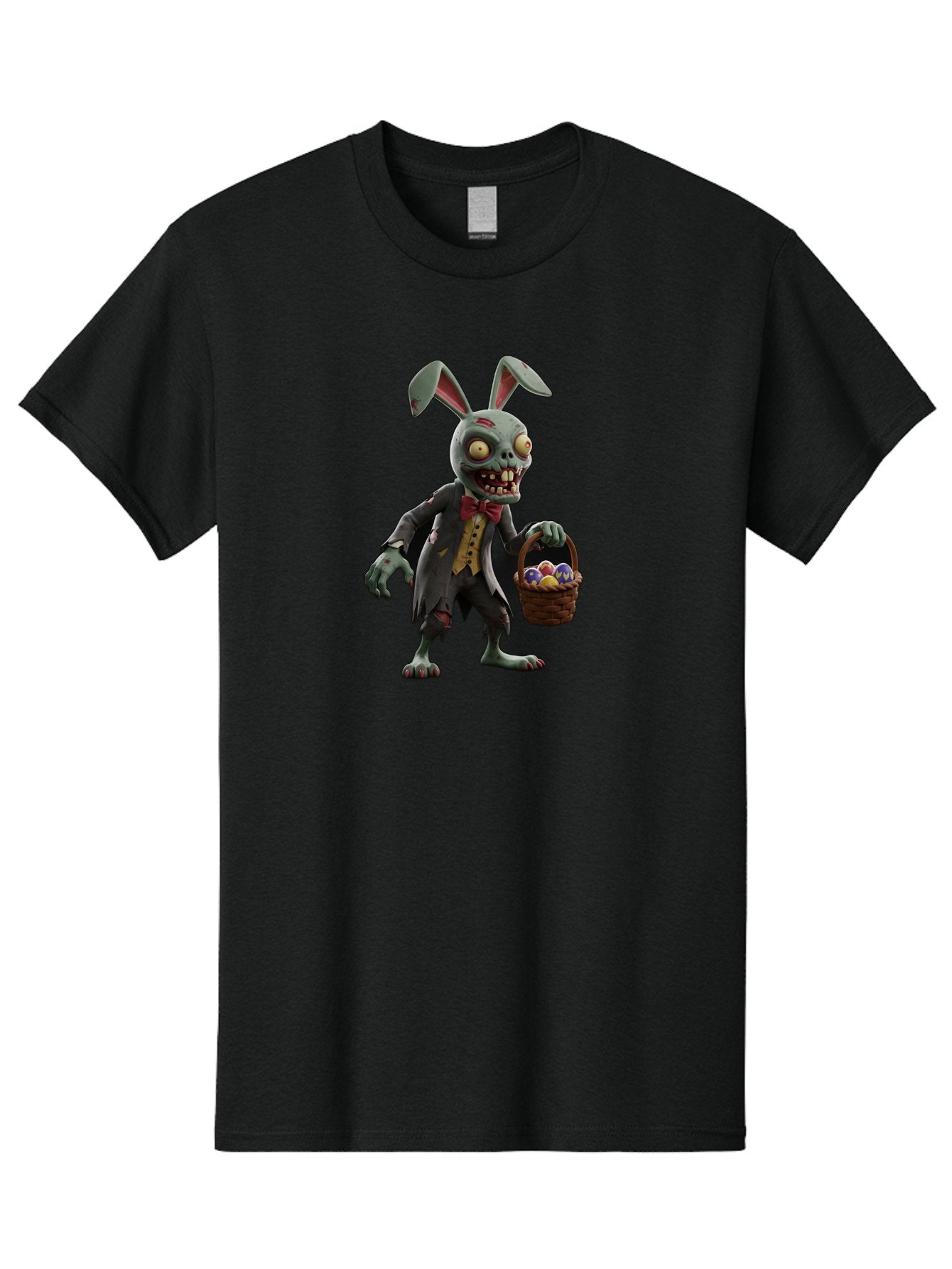 Zombie-Bunny Men'S Graphic Tee, 100% Cotton, Comfortable Casual Summer Wear, Machine Washable, Zombie Easter Bunny, Undead Rabbit, Easter Eggs, Horror Bunny, Creepy Rabbit, Zombie Character, Easter Basket, Colorful Eggs, Spooky Easter, Bab601 5