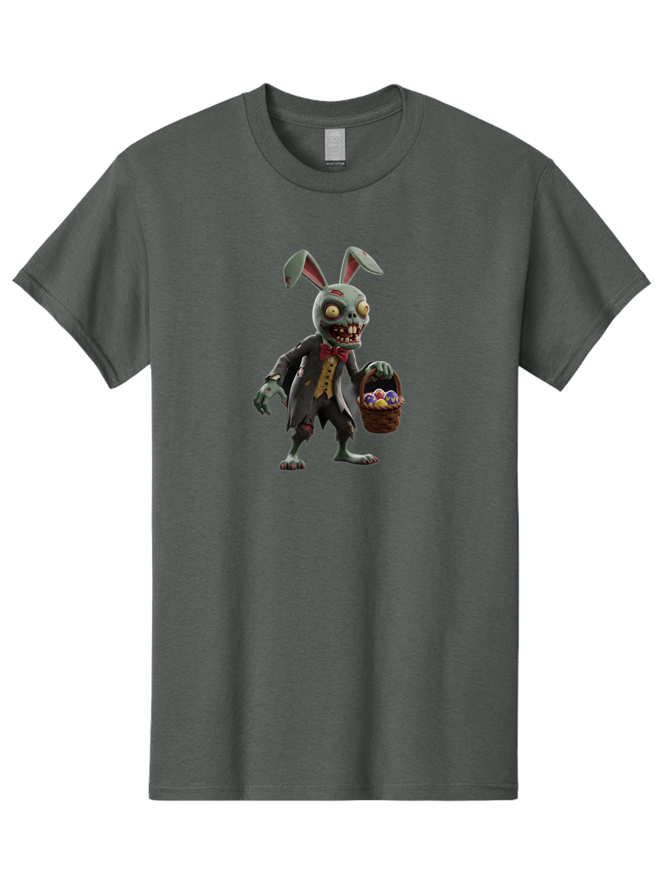 Zombie-Bunny Men'S Graphic Tee, 100% Cotton, Comfortable Casual Summer Wear, Machine Washable, Zombie Easter Bunny, Undead Rabbit, Easter Eggs, Horror Bunny, Creepy Rabbit, Zombie Character, Easter Basket, Colorful Eggs, Spooky Easter, Bab601 10