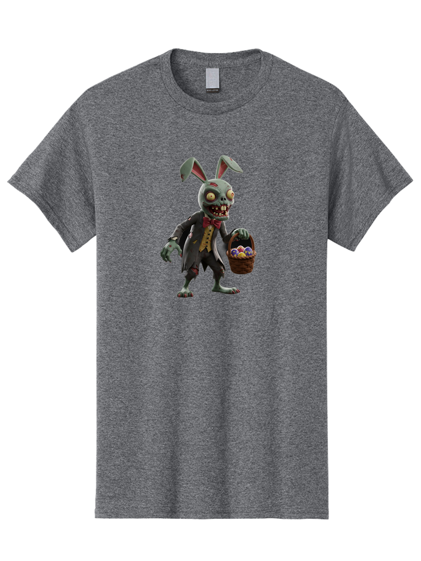 Zombie-Bunny Men'S Graphic Tee, 100% Cotton, Comfortable Casual Summer Wear, Machine Washable, Zombie Easter Bunny, Undead Rabbit, Easter Eggs, Horror Bunny, Creepy Rabbit, Zombie Character, Easter Basket, Colorful Eggs, Spooky Easter, Bab601 11