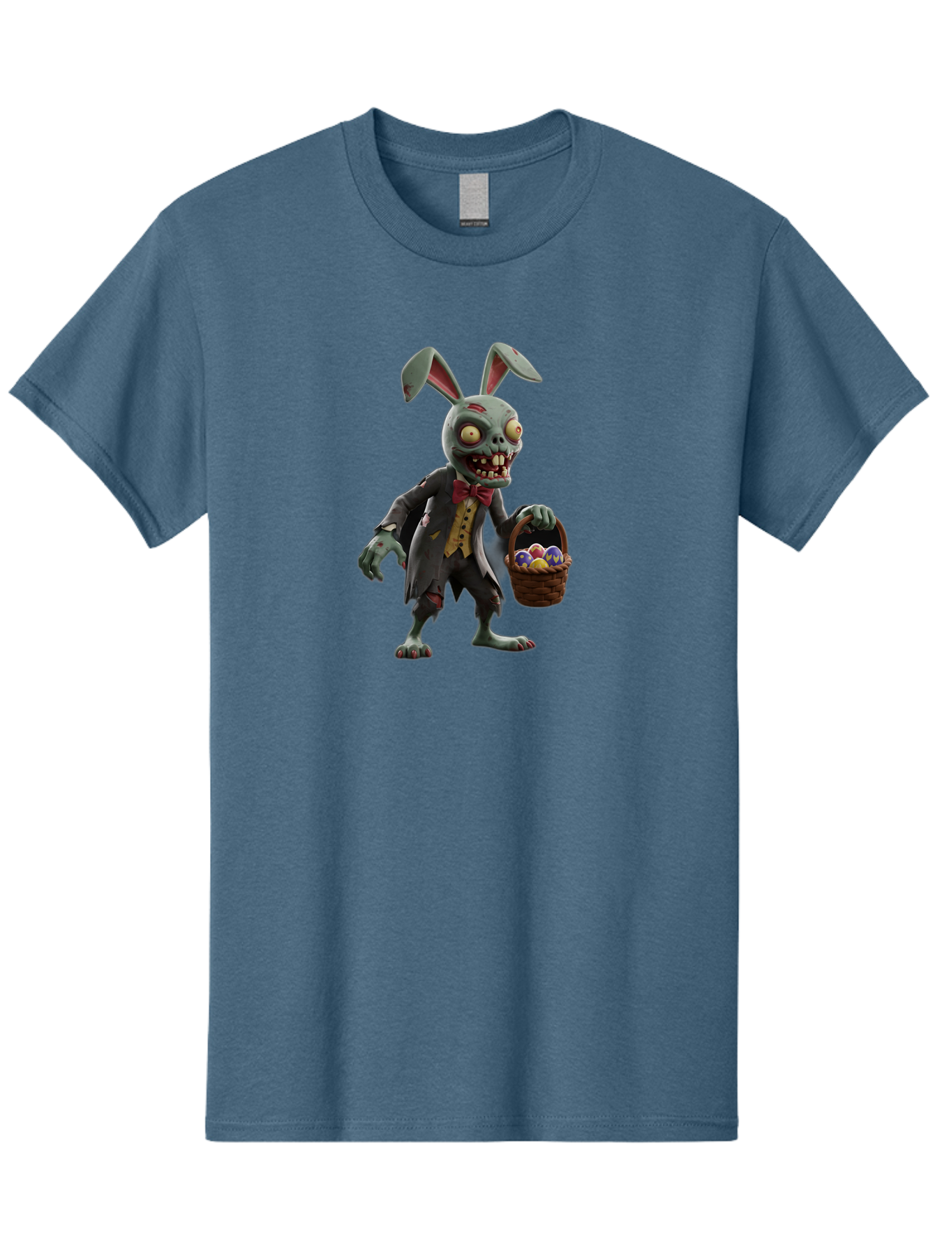Zombie-Bunny Men'S Graphic Tee, 100% Cotton, Comfortable Casual Summer Wear, Machine Washable, Zombie Easter Bunny, Undead Rabbit, Easter Eggs, Horror Bunny, Creepy Rabbit, Zombie Character, Easter Basket, Colorful Eggs, Spooky Easter, Bab601 13