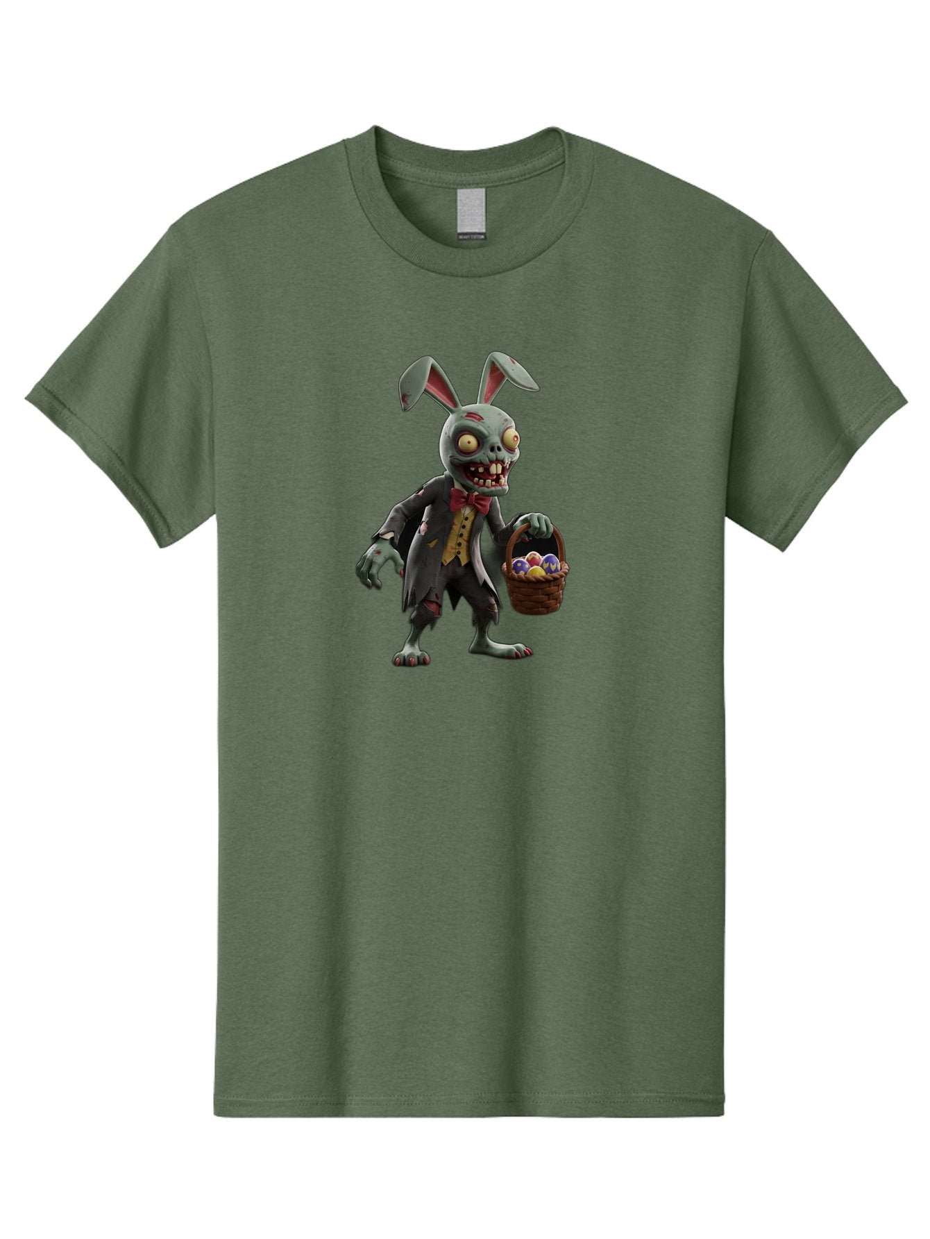 Zombie-Bunny Men'S Graphic Tee, 100% Cotton, Comfortable Casual Summer Wear, Machine Washable, Zombie Easter Bunny, Undead Rabbit, Easter Eggs, Horror Bunny, Creepy Rabbit, Zombie Character, Easter Basket, Colorful Eggs, Spooky Easter, Bab601 12